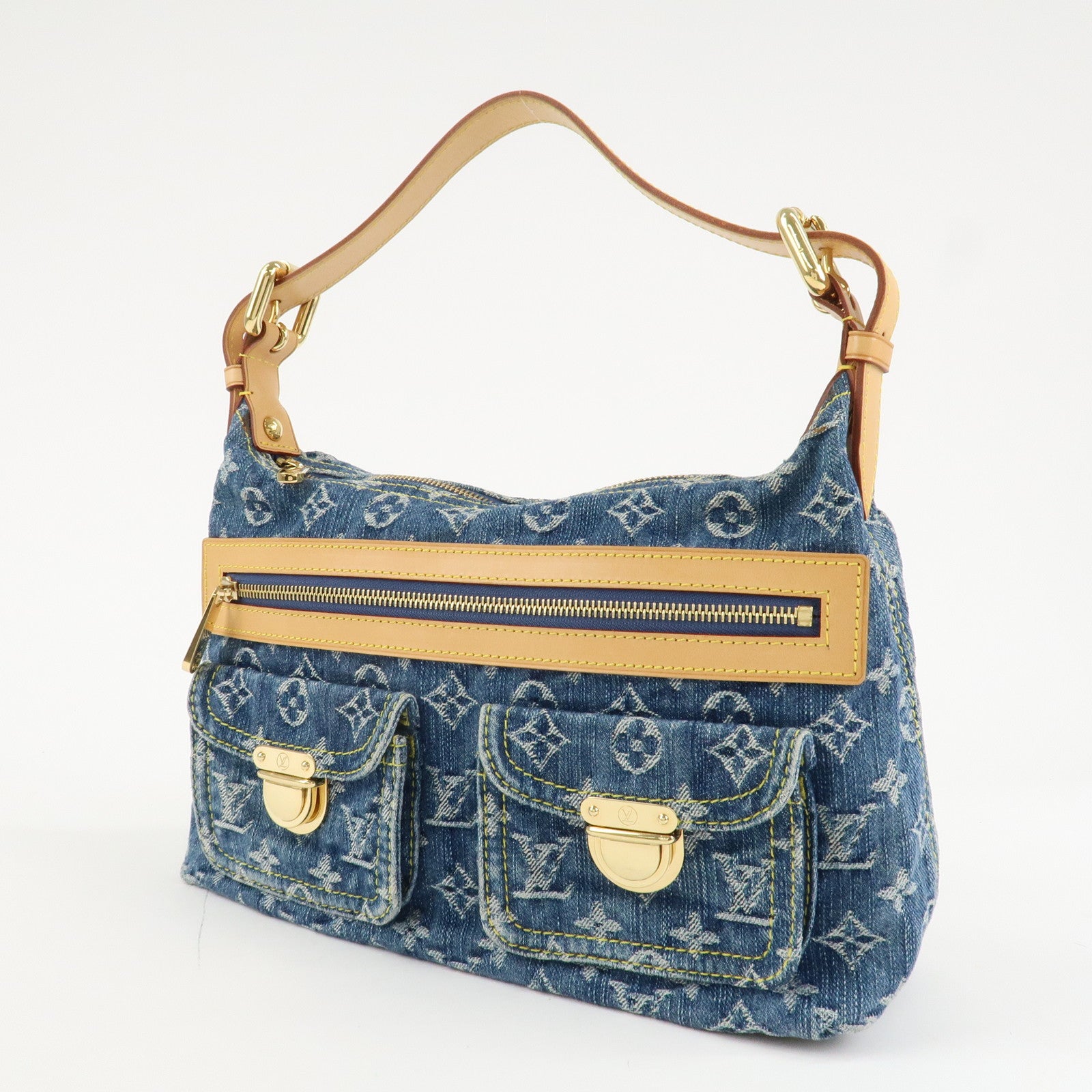 Louis Vuitton Monogram Denim Baggy PM 2Way Bag Shoulder Bag M95049 Used