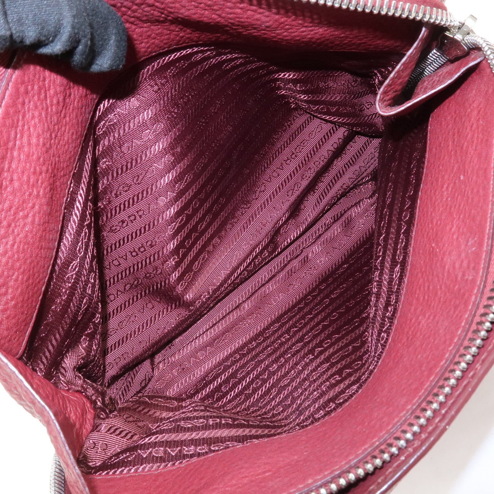 PRADA Triangle Logo 2Way Bag Hand Shoulder Bag Bordeaux 1BA853