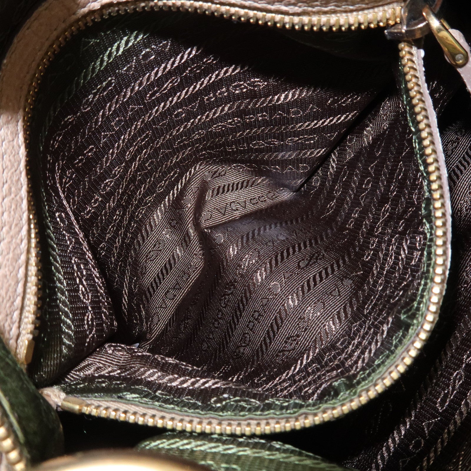 PRADA Logo Leather Chain Shoulder Bag Hand Bag Beige
