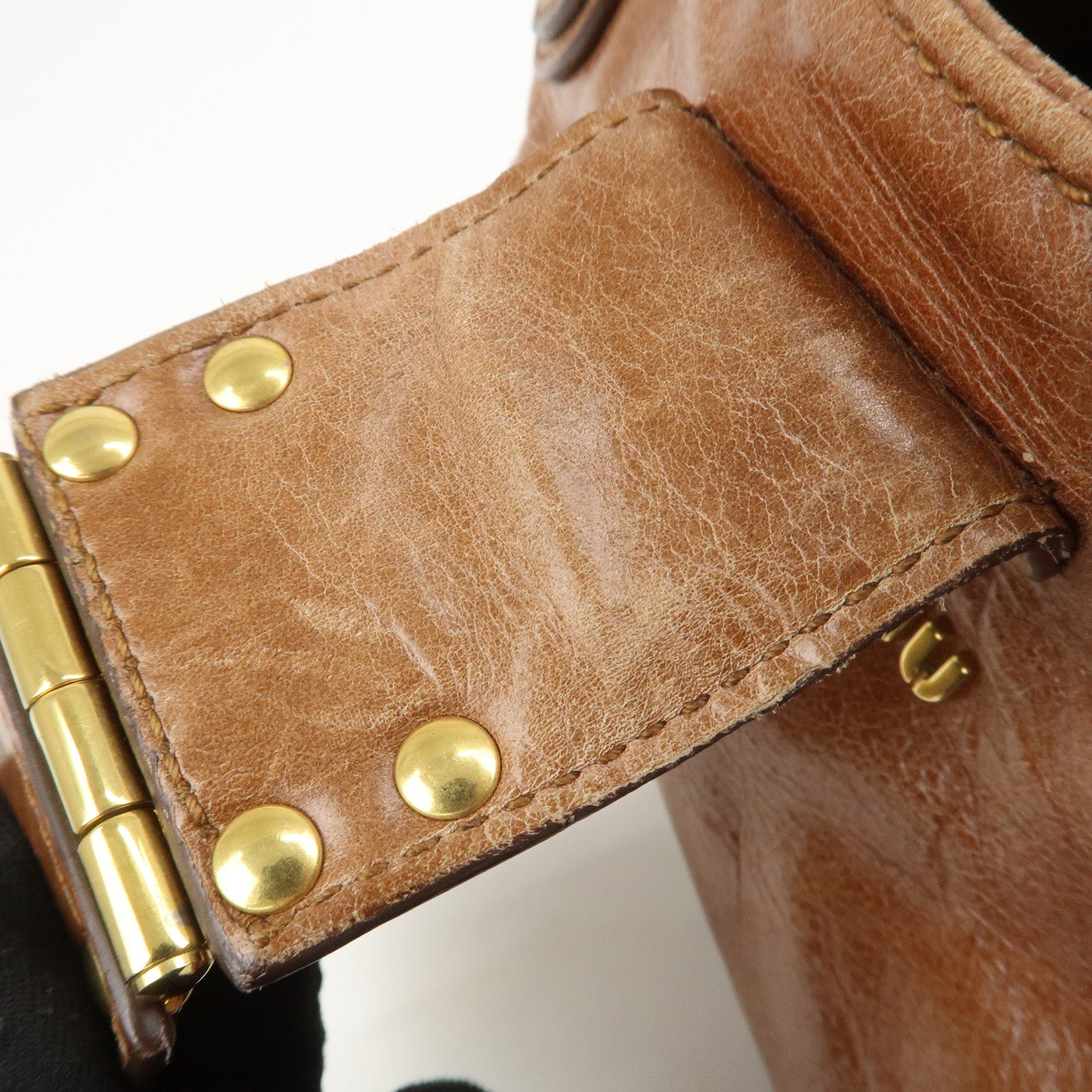MIU MIU Side Ribbon Leather 2Way Shoulder Hand Bag Brown RN0686