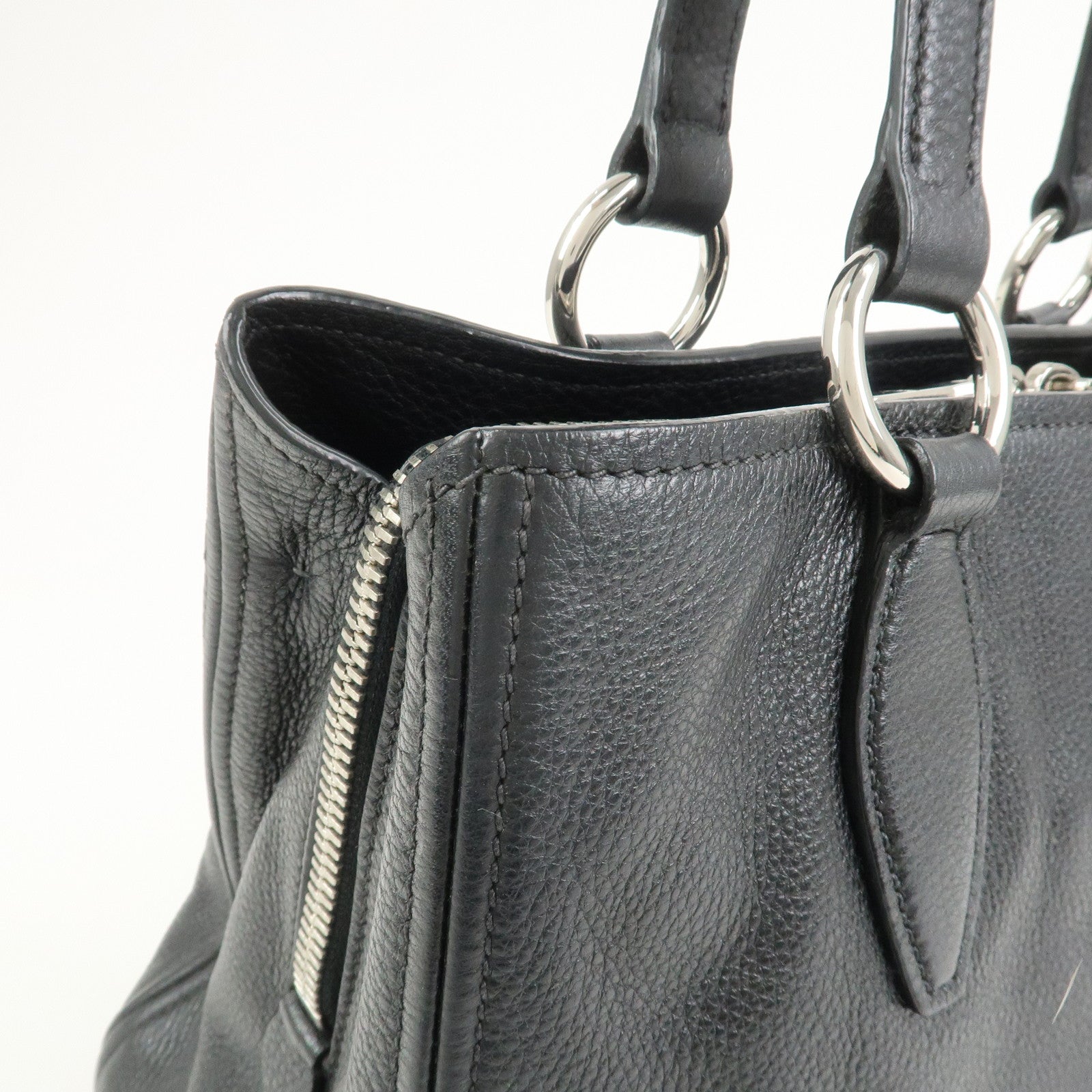 MIU MIU Logo Leather 2Way Shoulder Bag Hand Bag Black RR2014