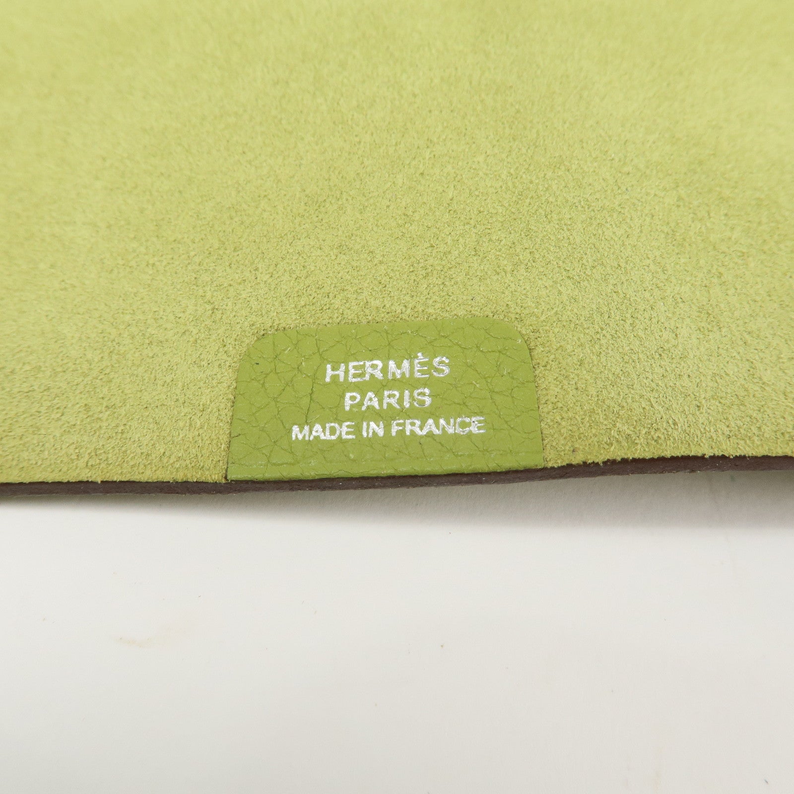HERMES Ulysse MM Leather Notebook Cover Agenda L Stamped Green