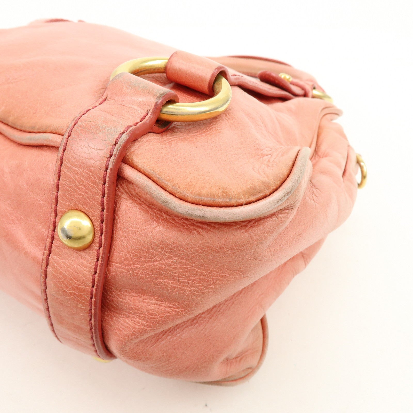 MIU MIU Leather 2Way Bag Hand Bag Shoulder Bag Pink