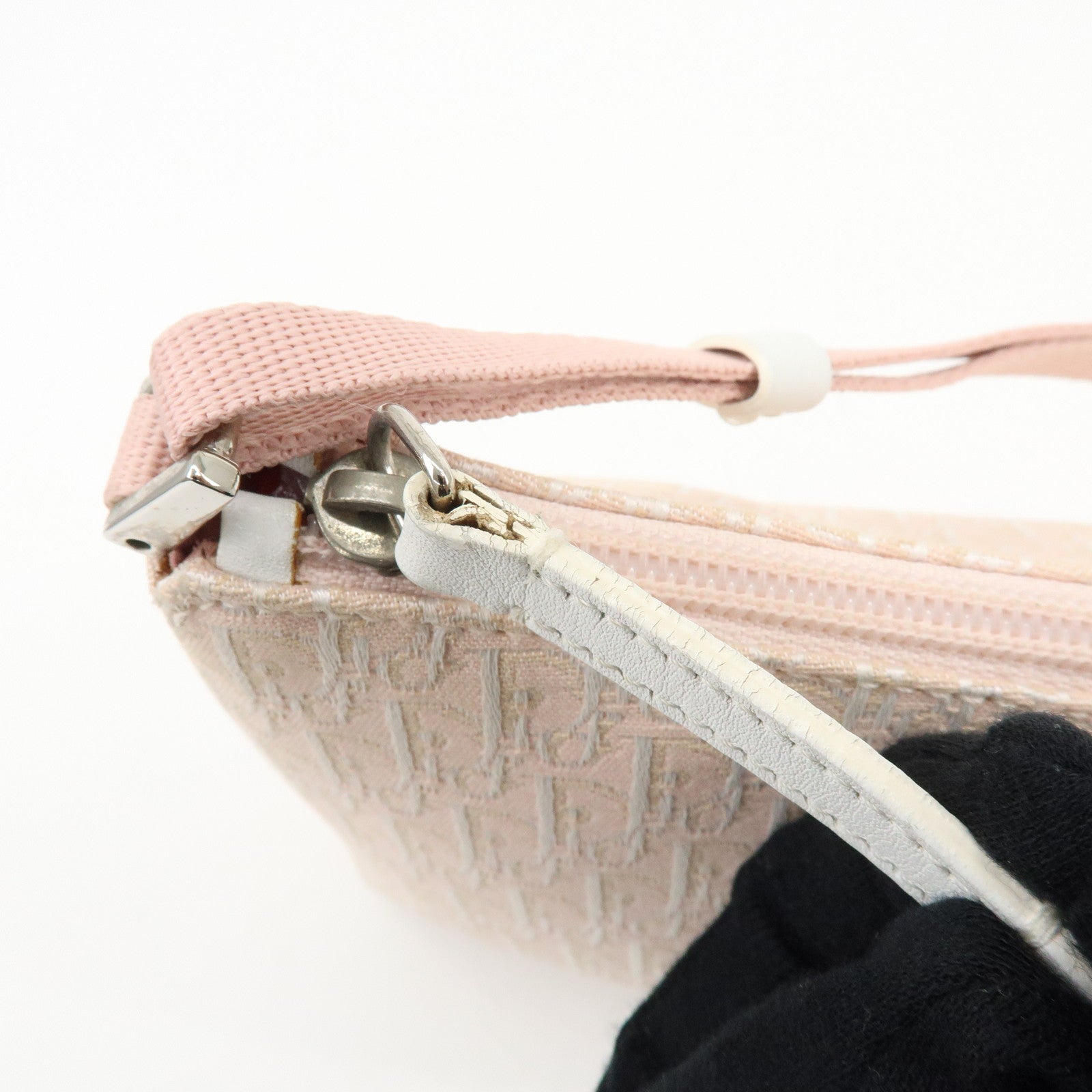 Christian Dior Trotter Canvas Leather Shoulder Bag Hand Bag Pink