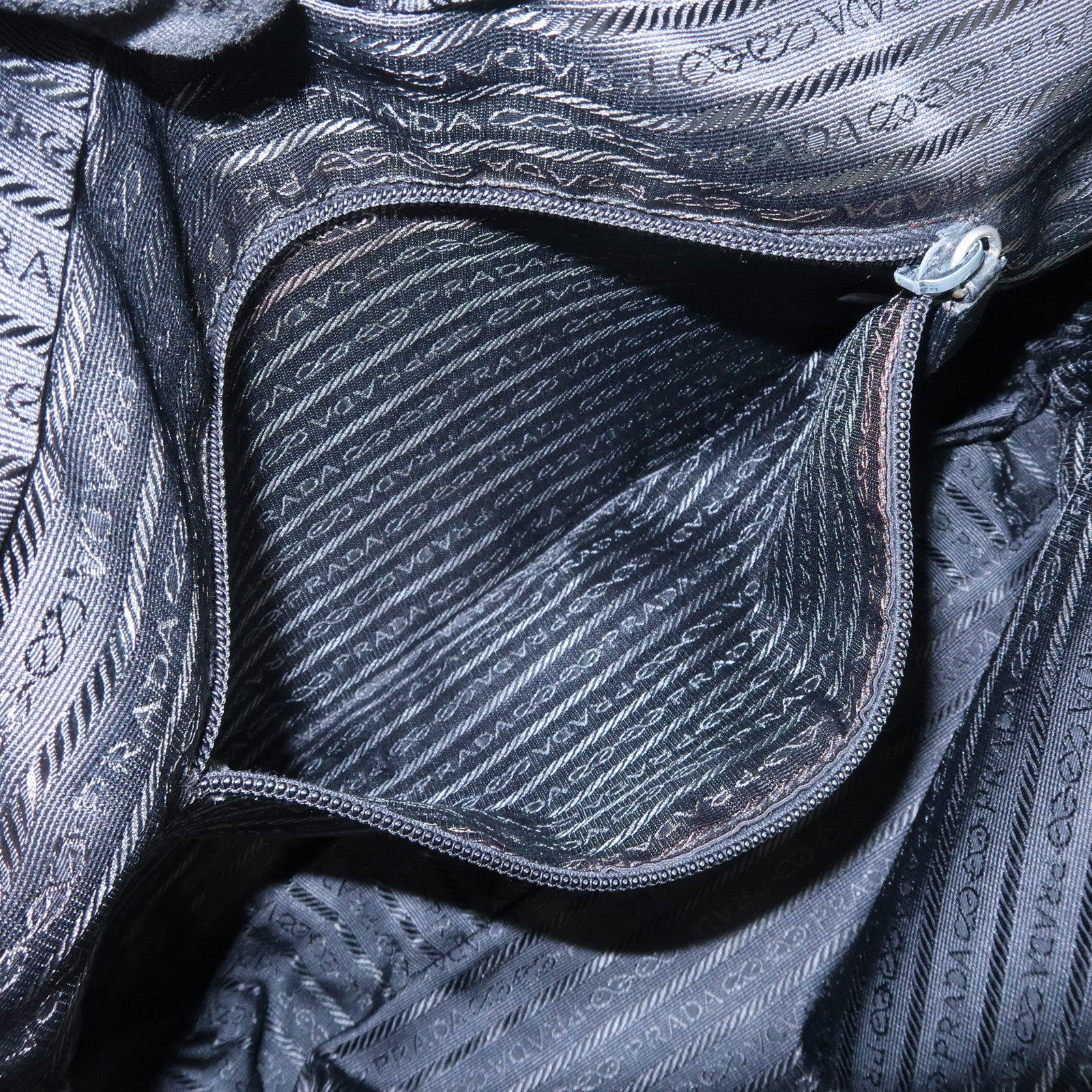 PRADA Triangle Logo Nylon Tote Bag Shoulder Bag Hand Bag Black
