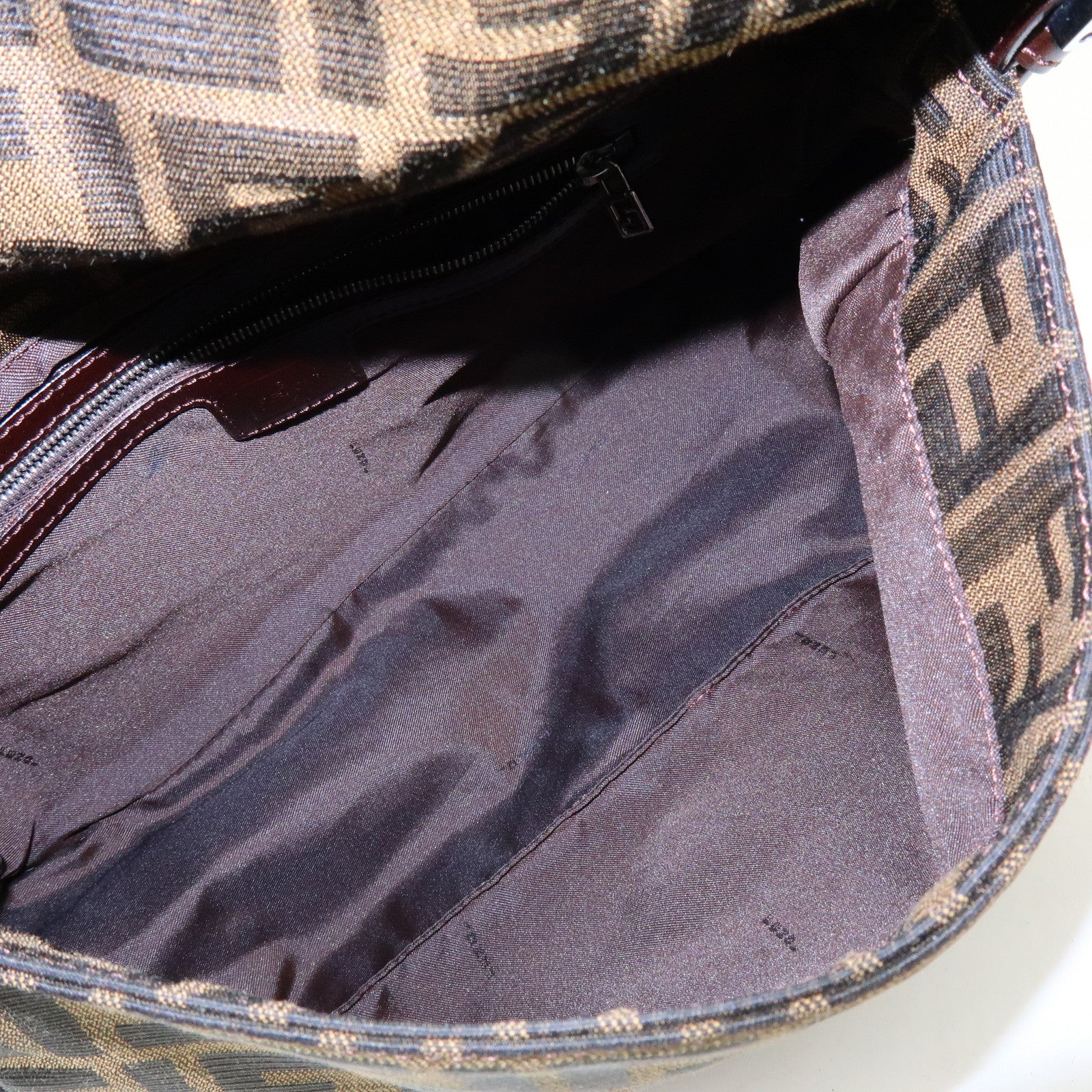 FENDI Mamma Baguette Zucca Canvas Leather Shoulder Hand Bag 26325