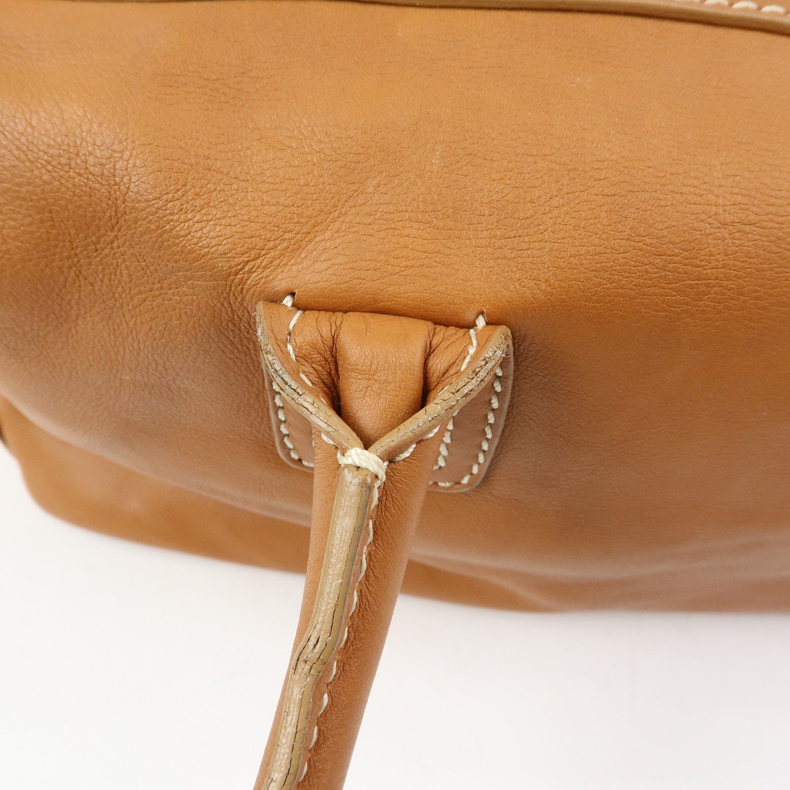 CELINE Leather Hand Bag Shoulder Bag Camel