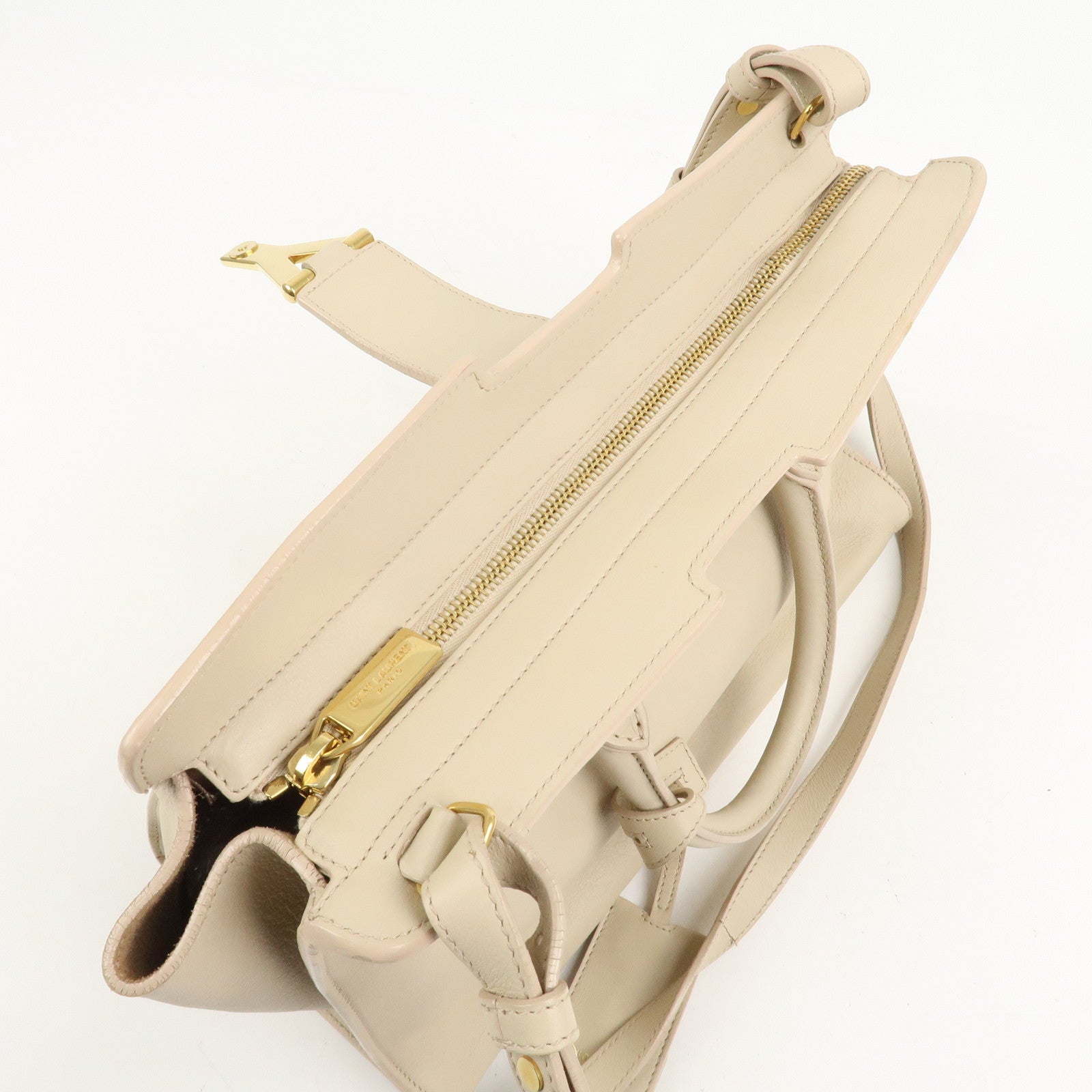 SAINT LAURENT PARIS Leather Petit Cabas Y 2WAY Bag Beige 311210