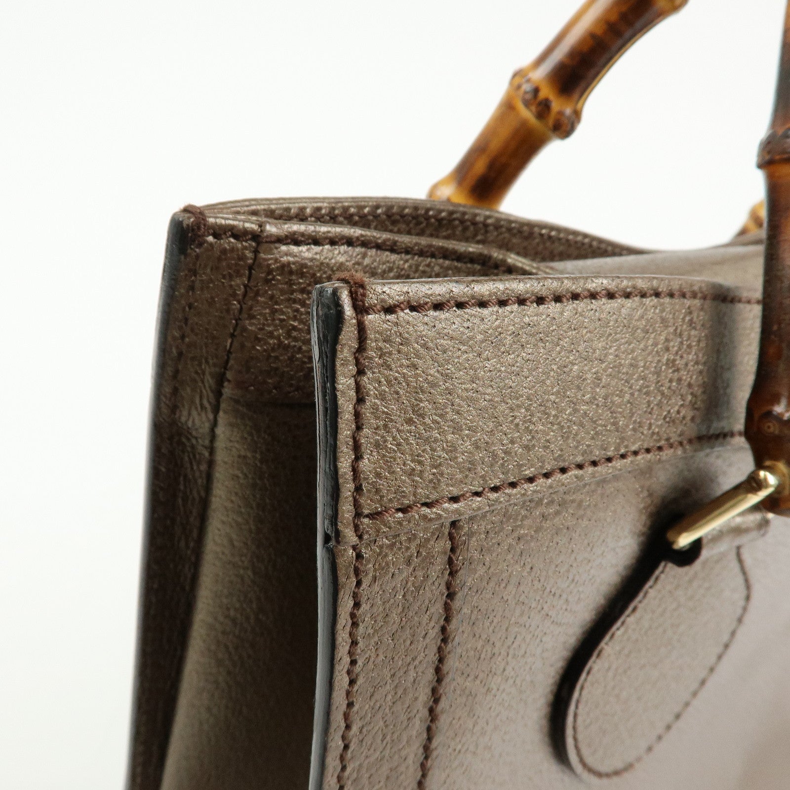 GUCCI Calf Leather Tote Bag Hand Bag Brown 002・1998・0260
