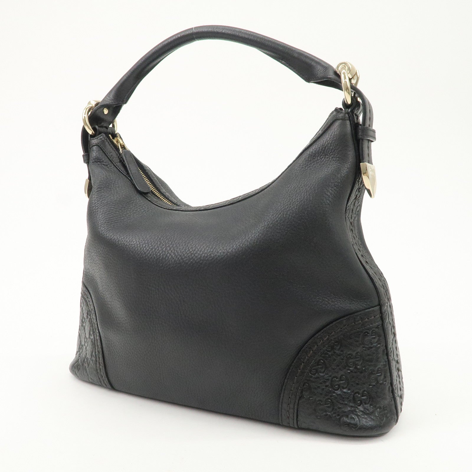 GUCCI Guccissima Leather Shoulder Bag Hand Bag Black 181515 Used