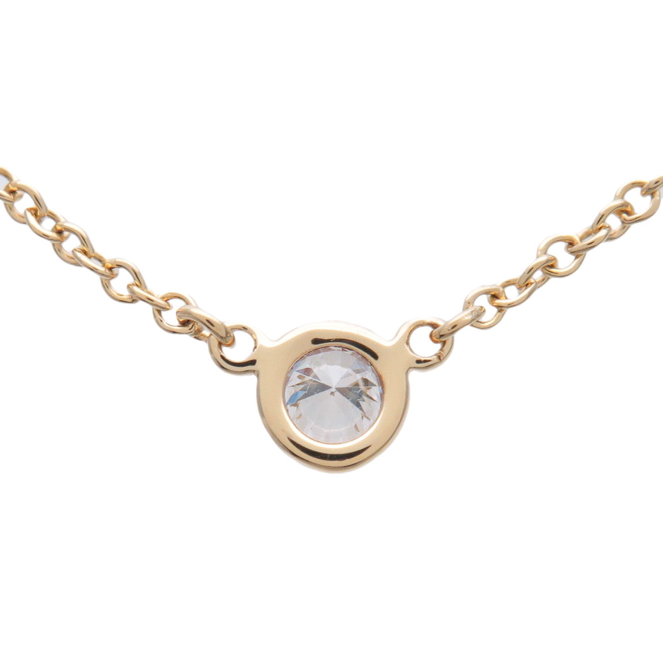 Tiffany & Co By The Yard 1P Diamond Necklace K18 750YG Yellow Gold