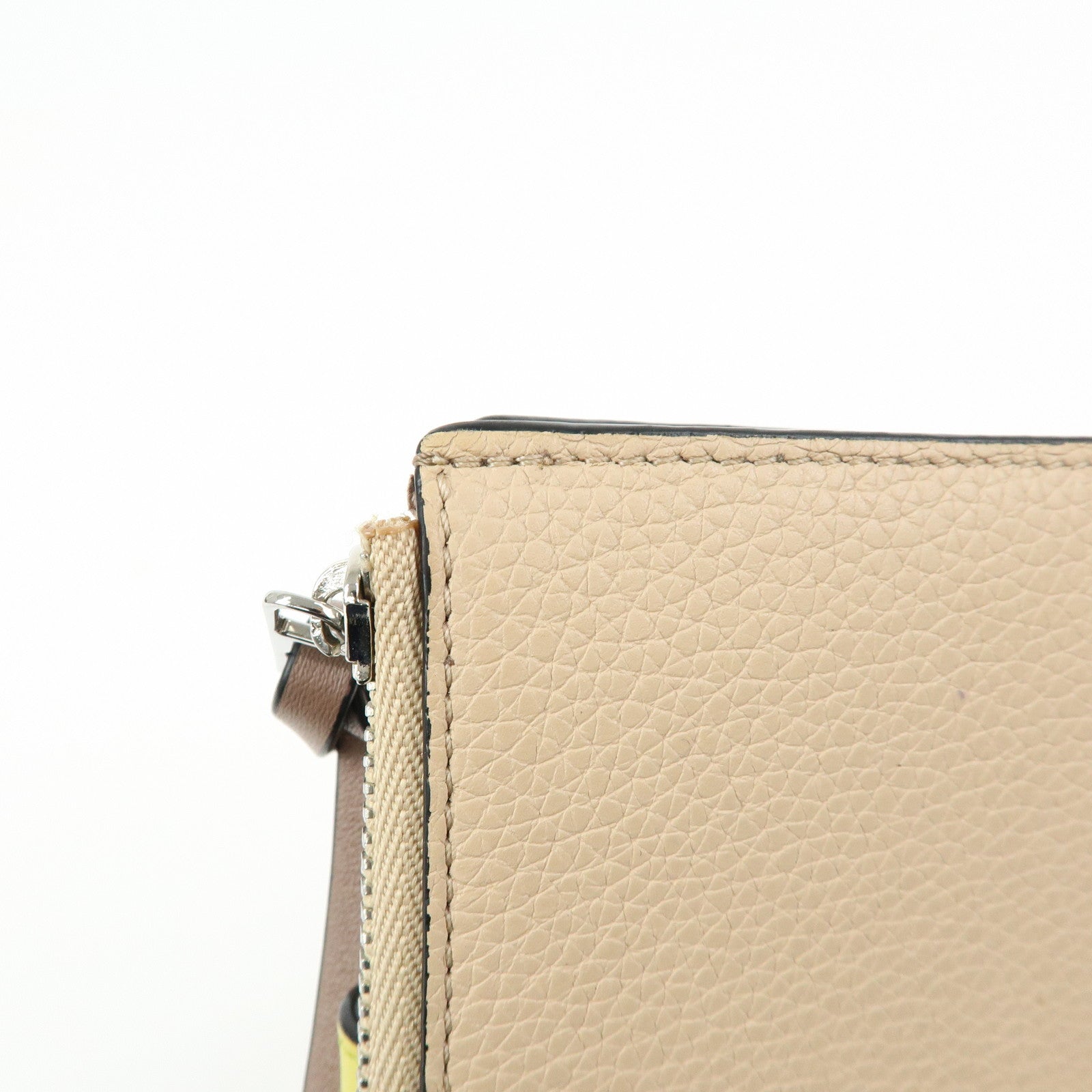 LOEWE Anagram Leather Compact Wallet Beige Yellow