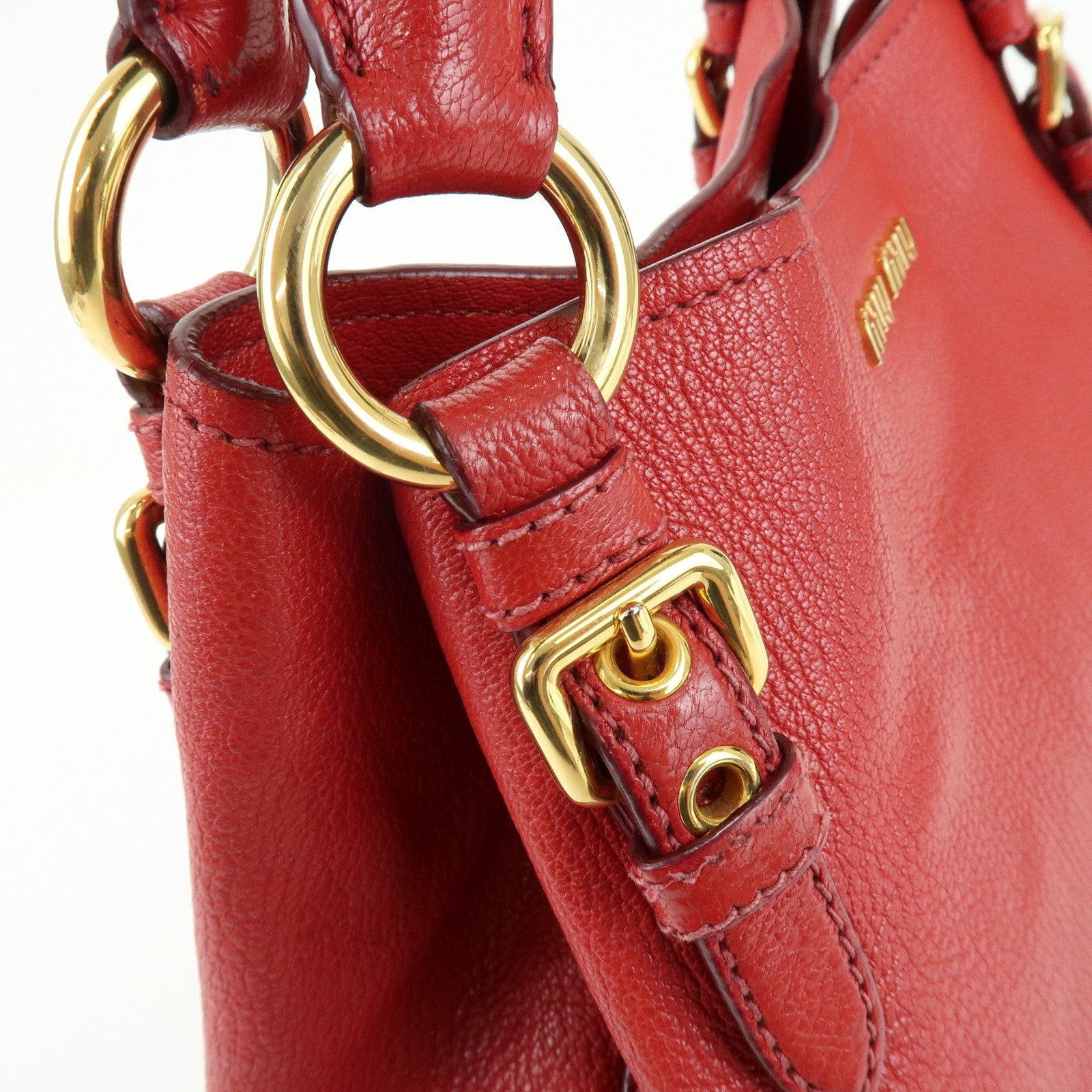 MIU MIU 2Way Bag Hand Bag Shoulder Bag Red RM0886