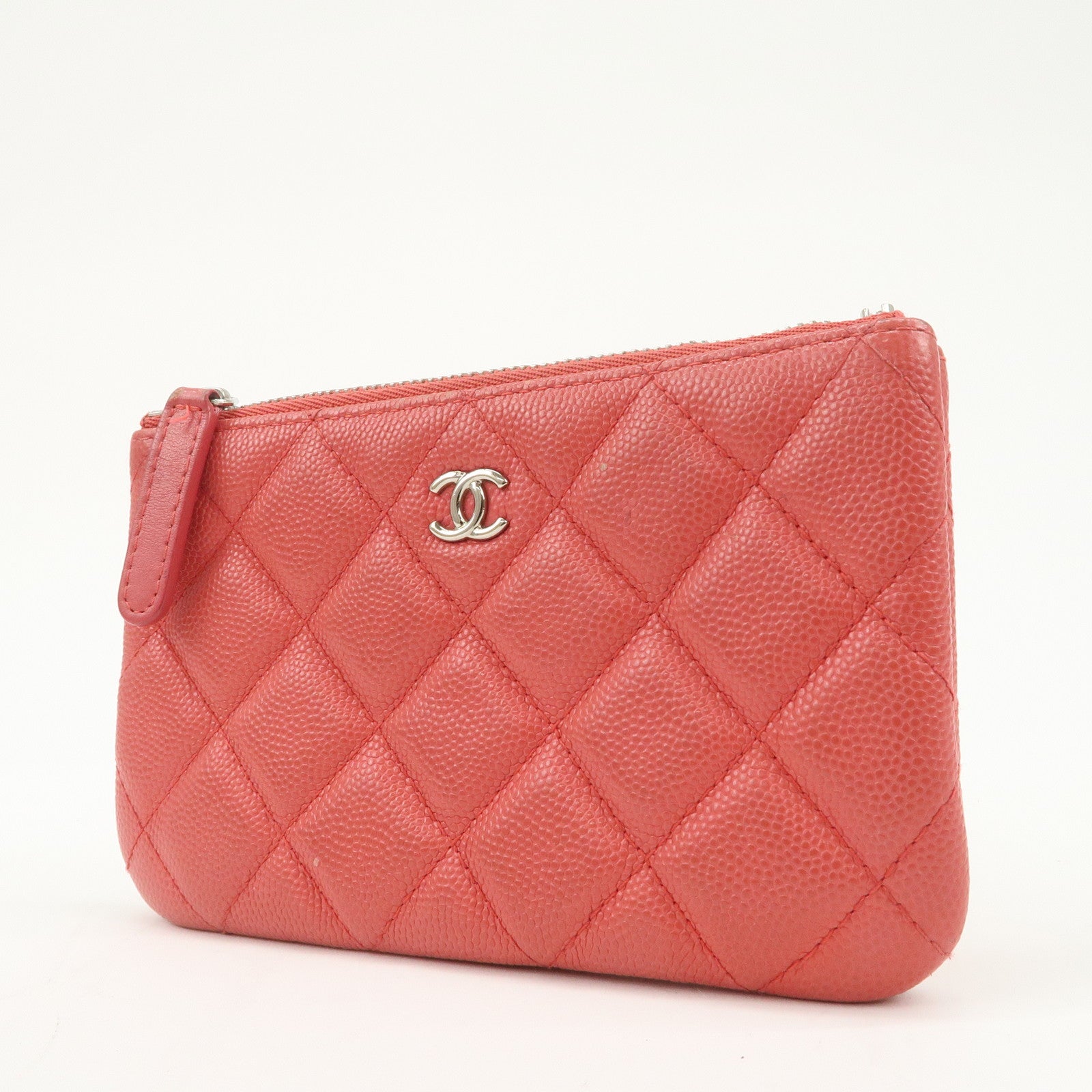 CHANEL Matelasse Caviarskin Classic Mini Pouch Pink A82365