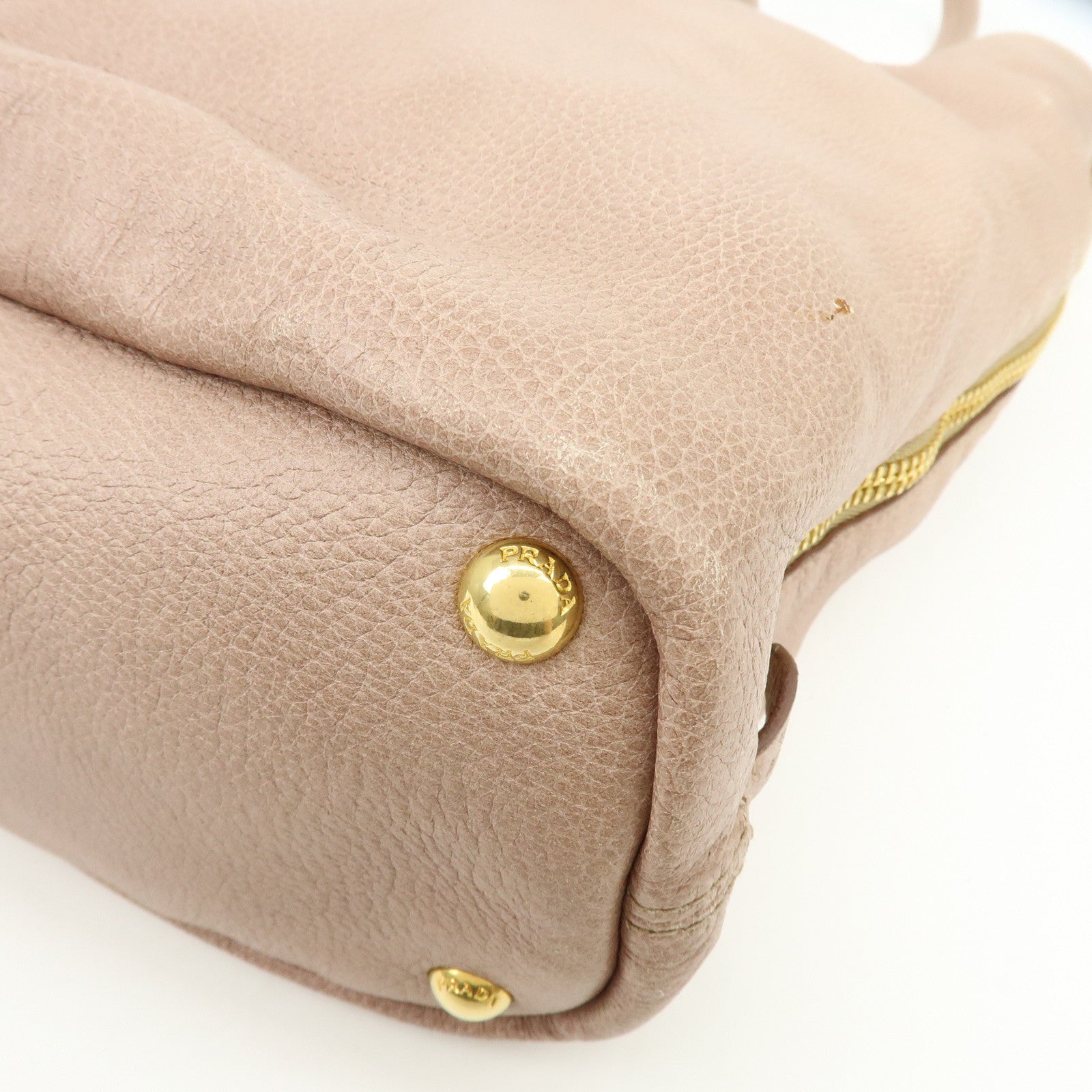 PRADA Logo Leather Tote Bag Shoulder Bag Pink