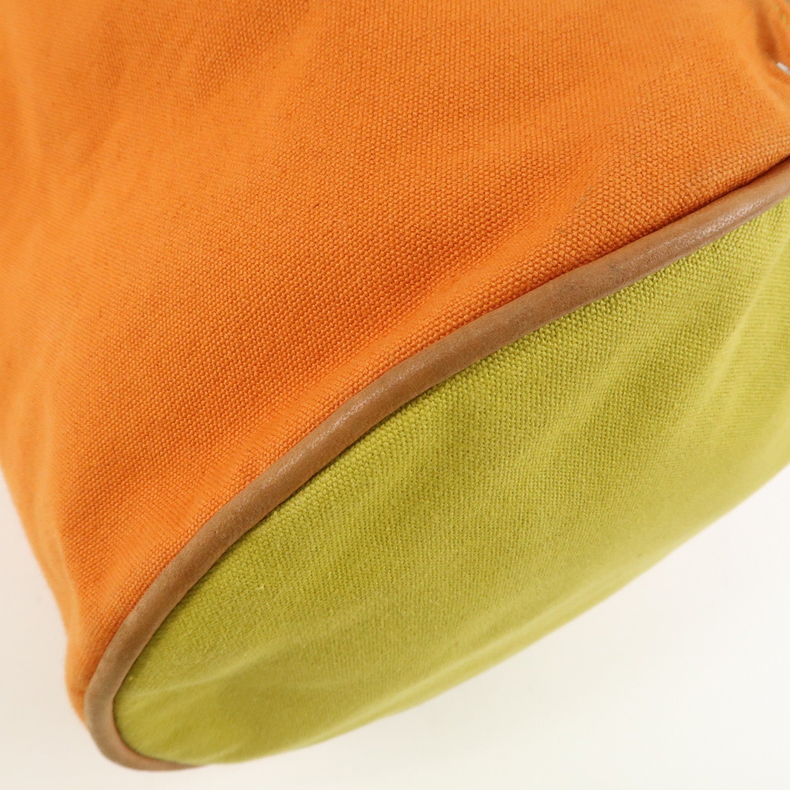 HERMES Leather Canvas Leather Porochon Mimil PM Shoulder Bag Orange Used