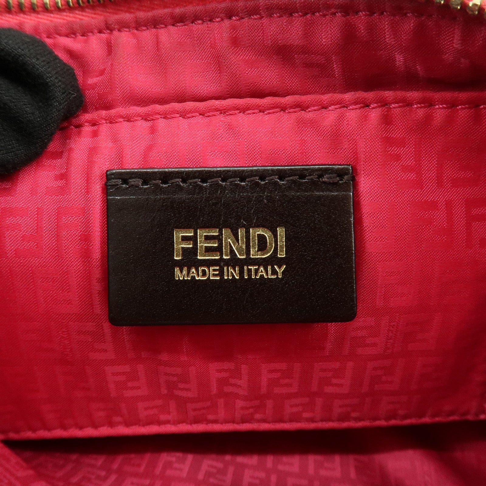 FENDI Zucca Print PVC Chain Accessory Pouch Hand Bag Pink 8BR592