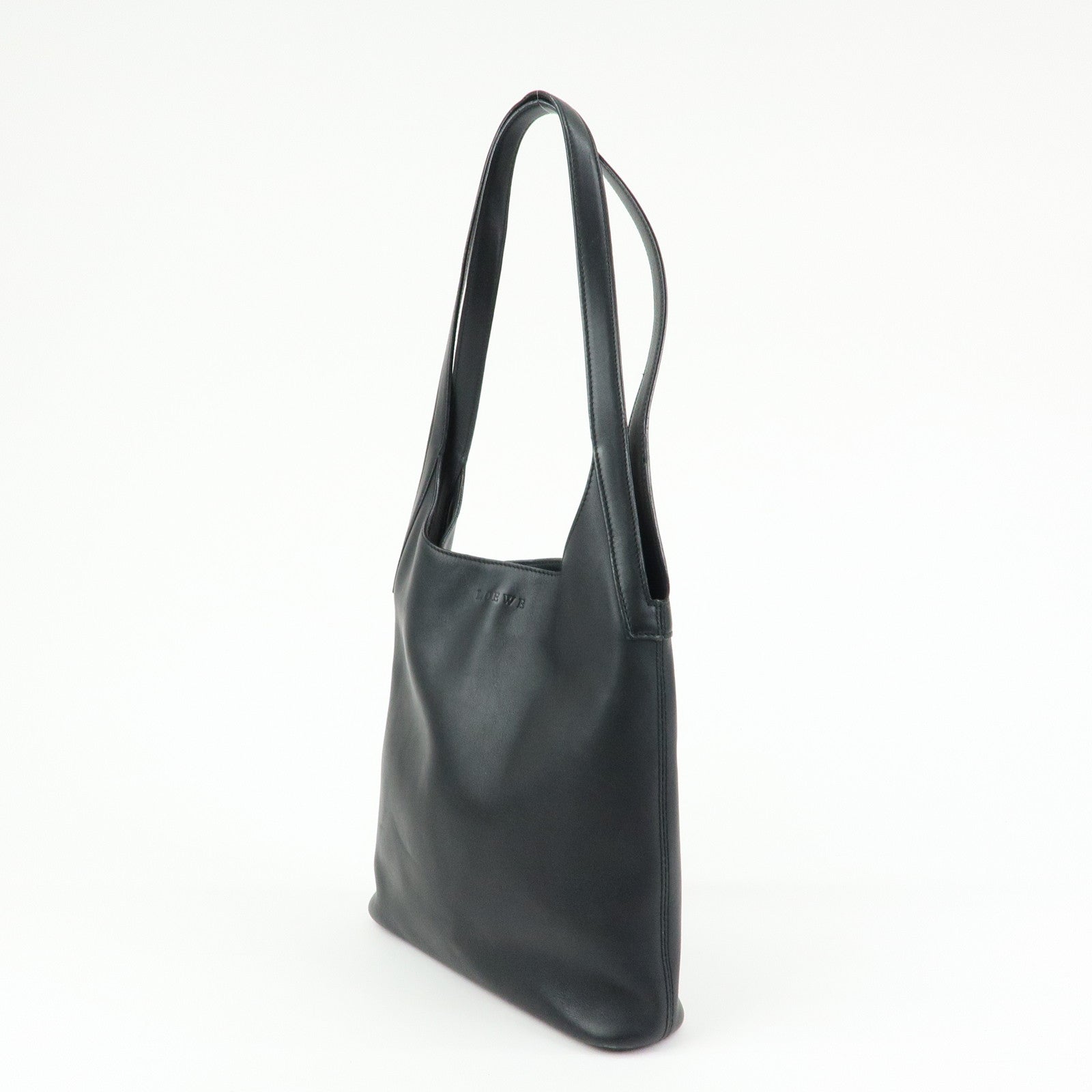 LOEWE Logo Leather Shoulder Bag Hand Bag Black