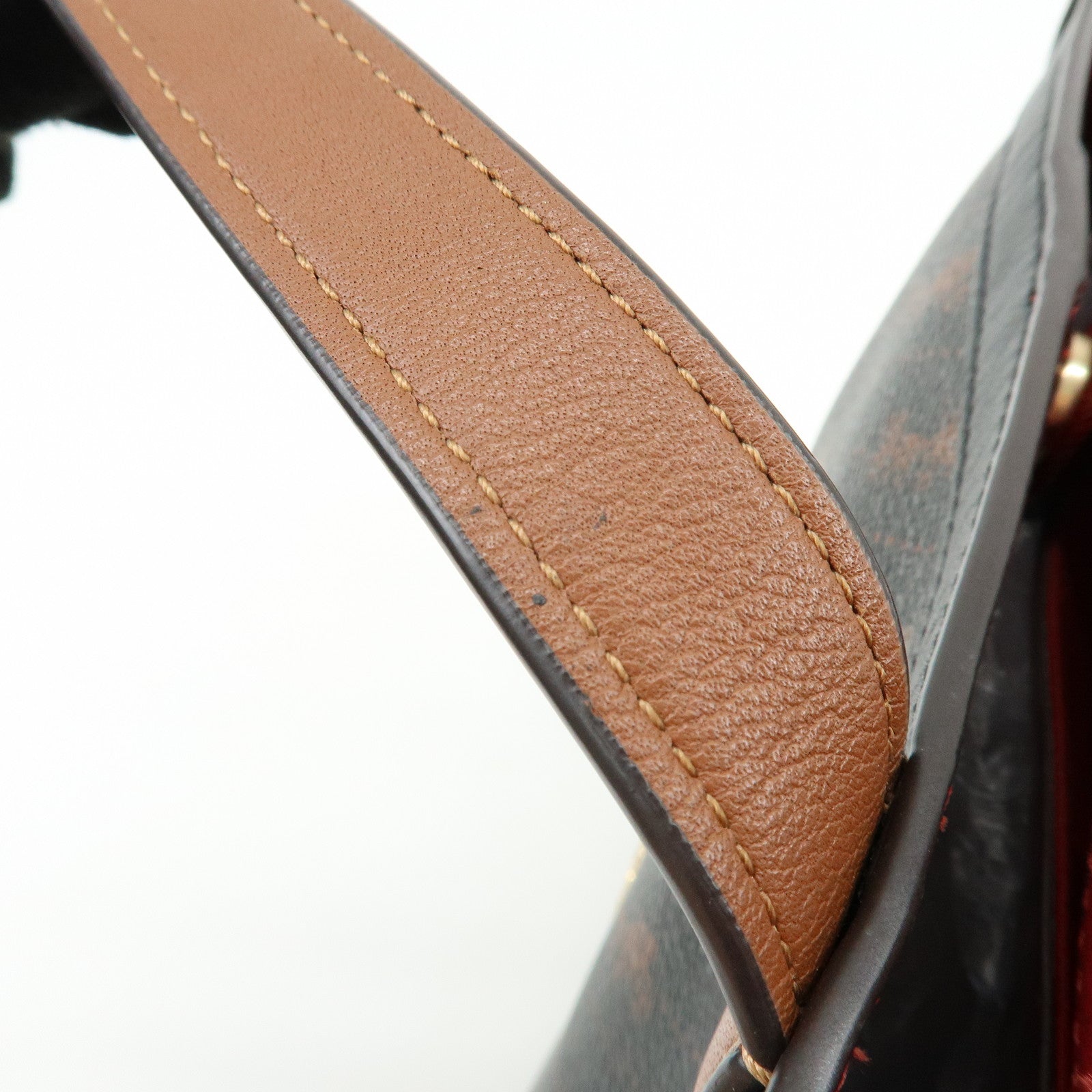 COACH PVC Leather Tote Bag Hand Bag Shoulder Bag Black Camel