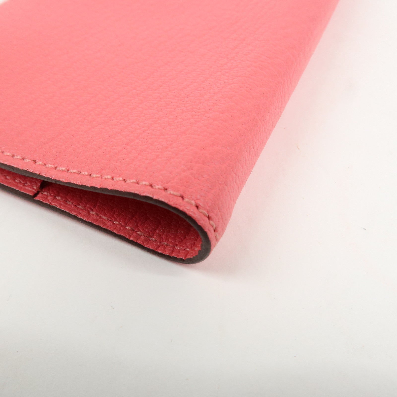 HERMES Leather Agenda PM Planner Cover 笆。X Stamped Rose Azalee Used