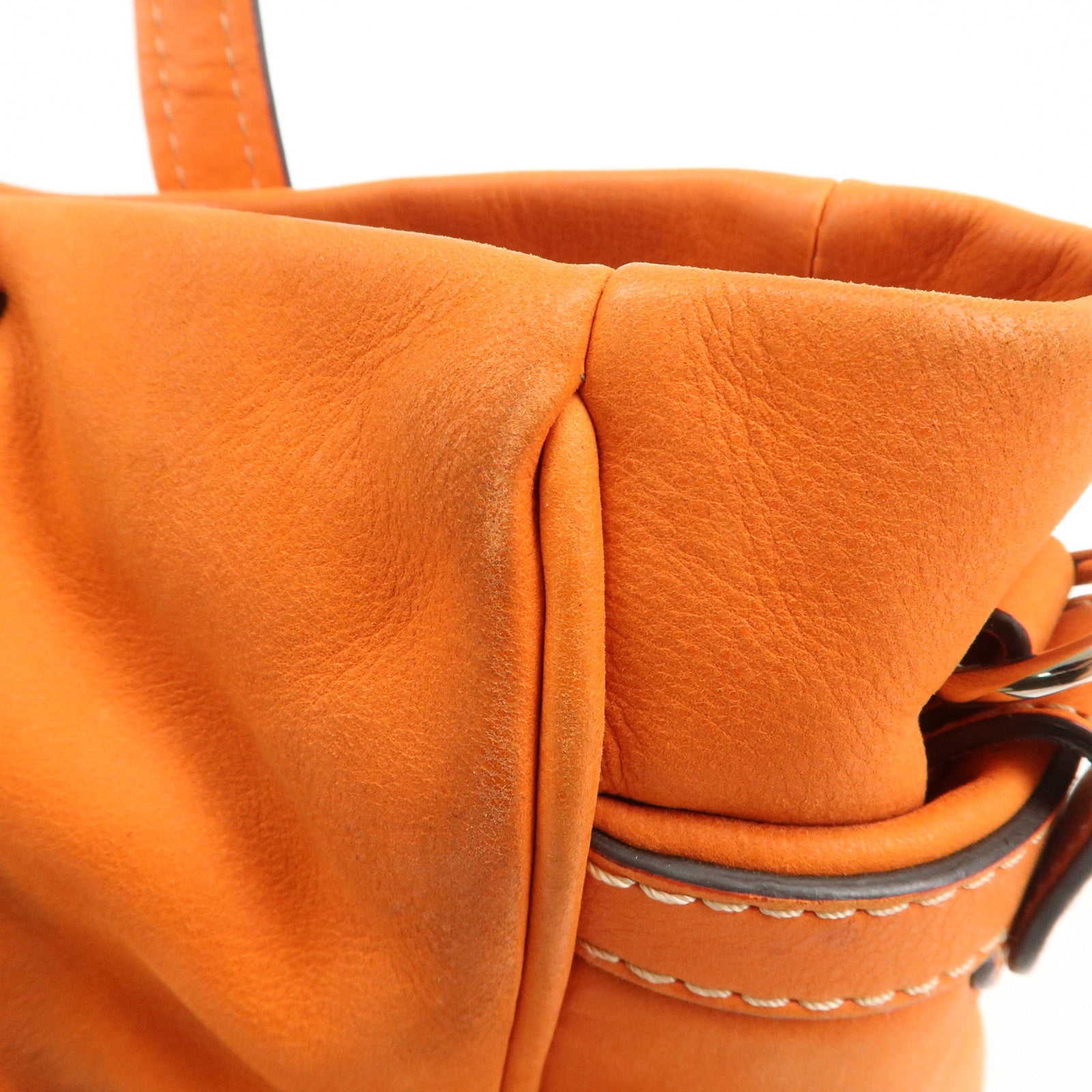 LOEWE Anagram Bolso Leather Tote Bag Shoulder Bag Orange Used