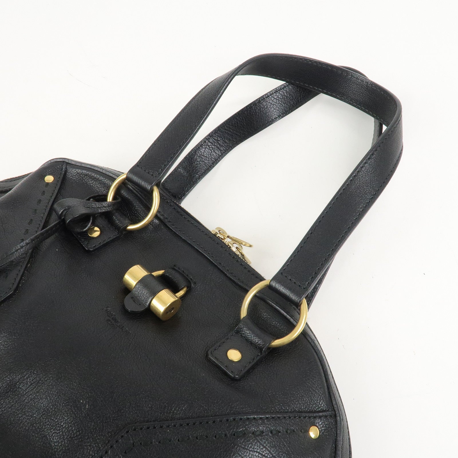 SAINT LAURENT PARIS Leather Muse Hand Bag Shoulder Bag Black