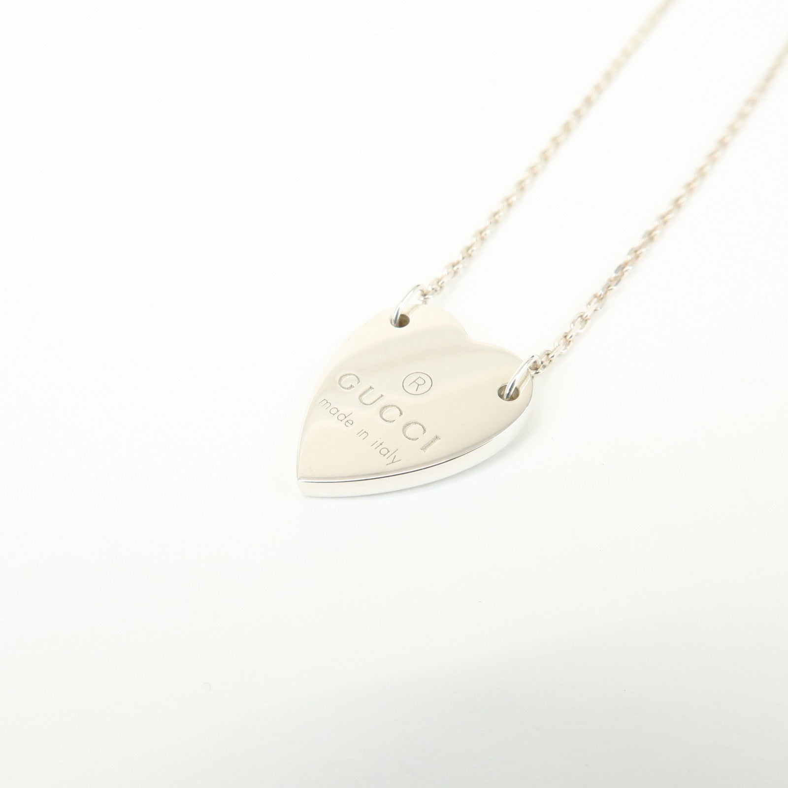 GUCCI Logo Heart Pendant Necklace SV925 Silver 223512