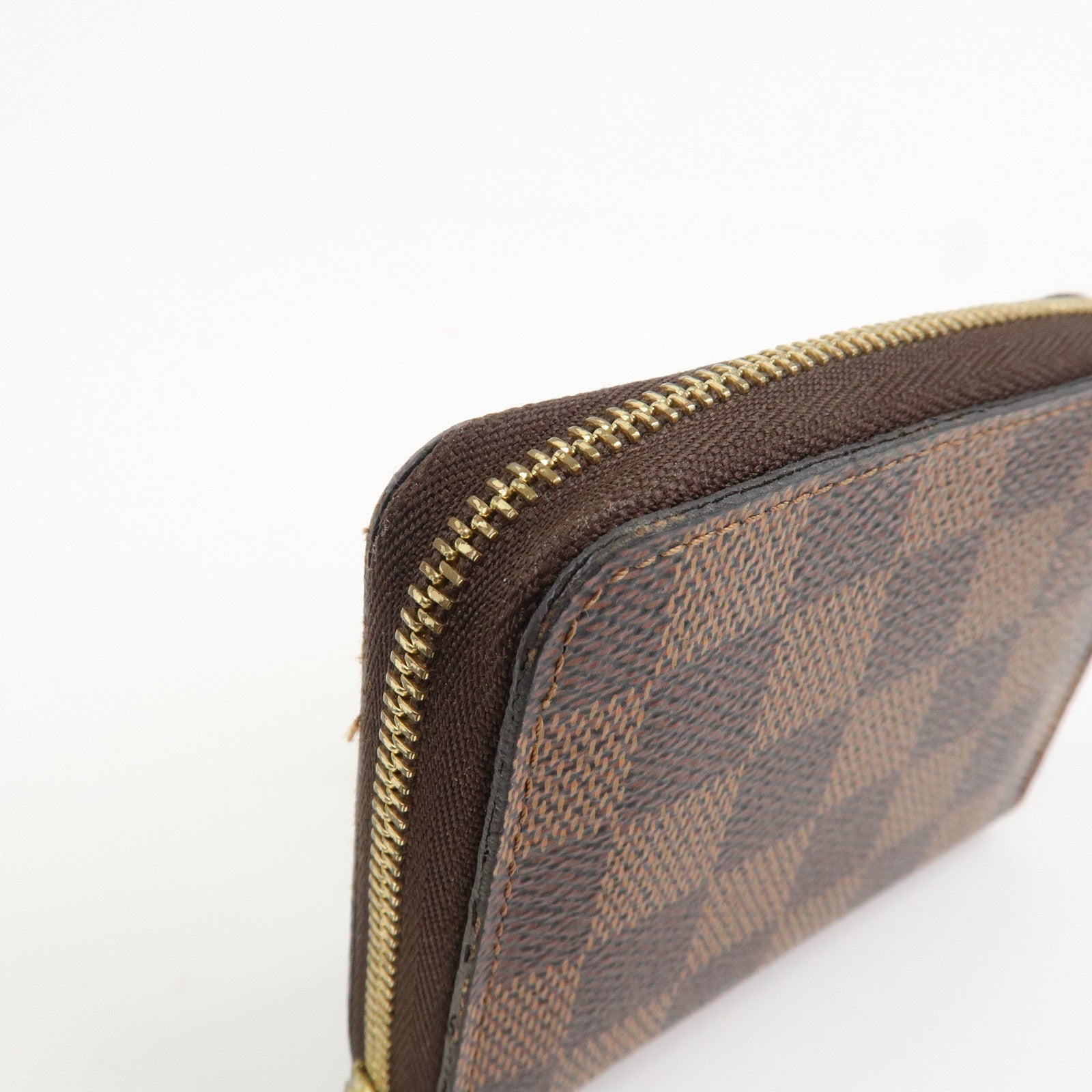 Louis Vuitton Damier Canvas Zippy Round Coin Case Coin Pourse Brown N60213