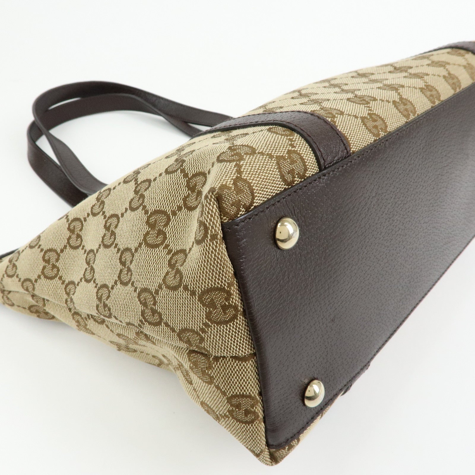 GUCCI Abbey GG Canvas Leather Tote Bag Hand Bag Beige Brown 141470