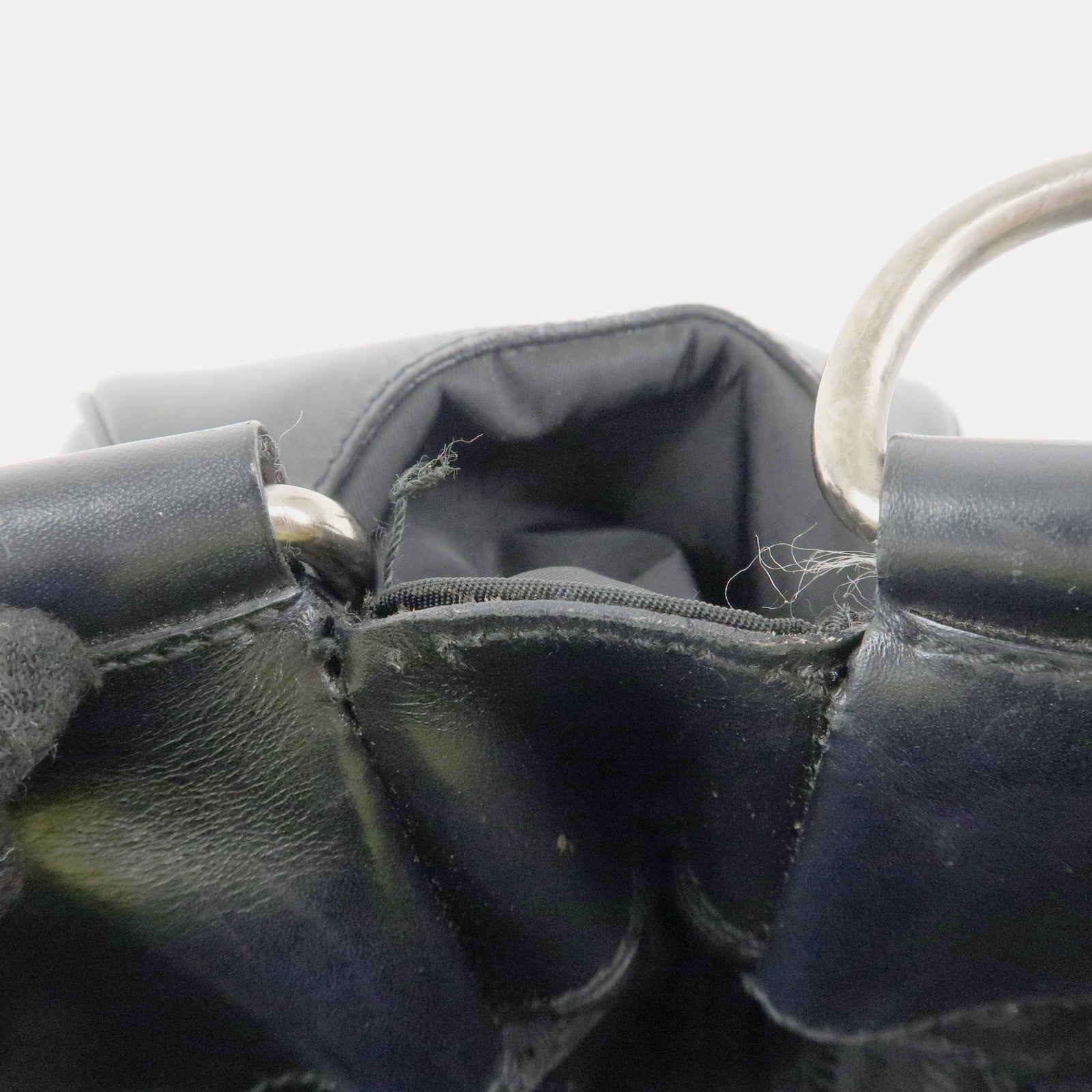 PRADA Moon Silhouette Shoulder Bag Hand bag Black Silver HDW BR0828 Used