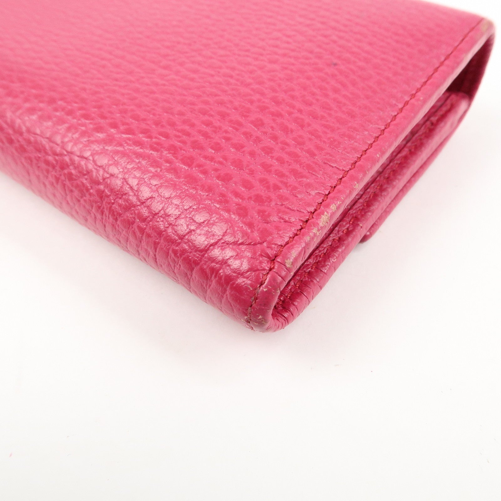 GUCCI Swing Logo Leather Flap Long Wallet Pink 354496