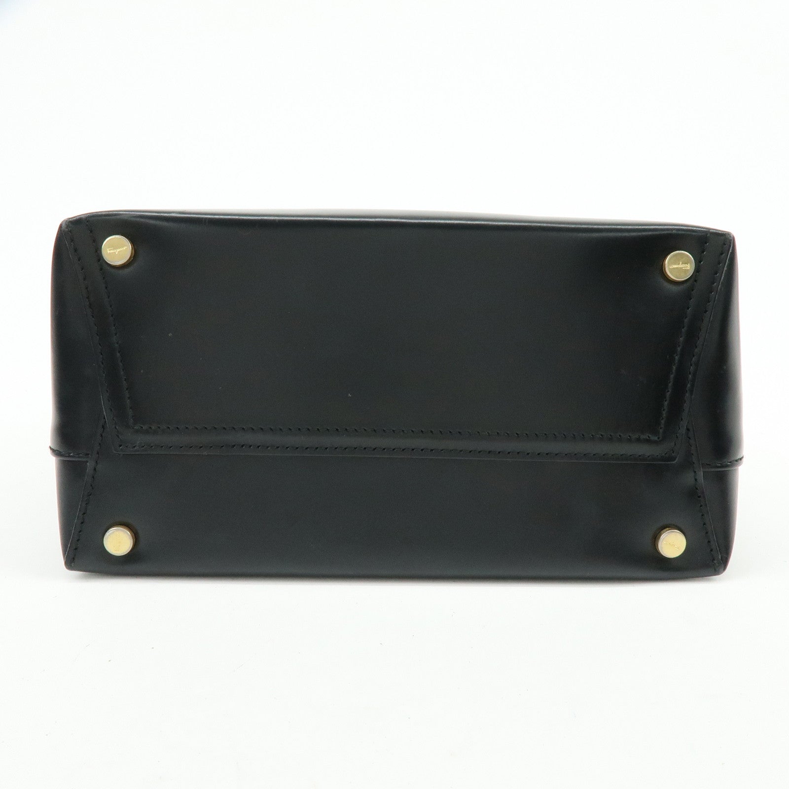 Ferragamo Vara Leather Shoulder Bag Hand Bag Black