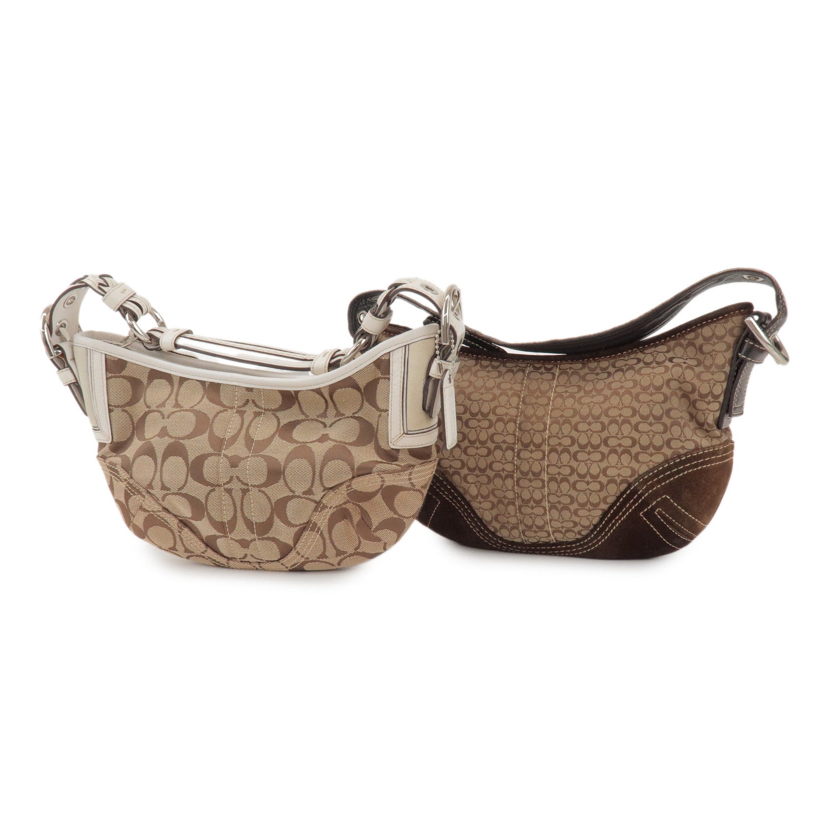 COACH Signature Set of 2 Canvas Leather Suede Shoulder Bag
