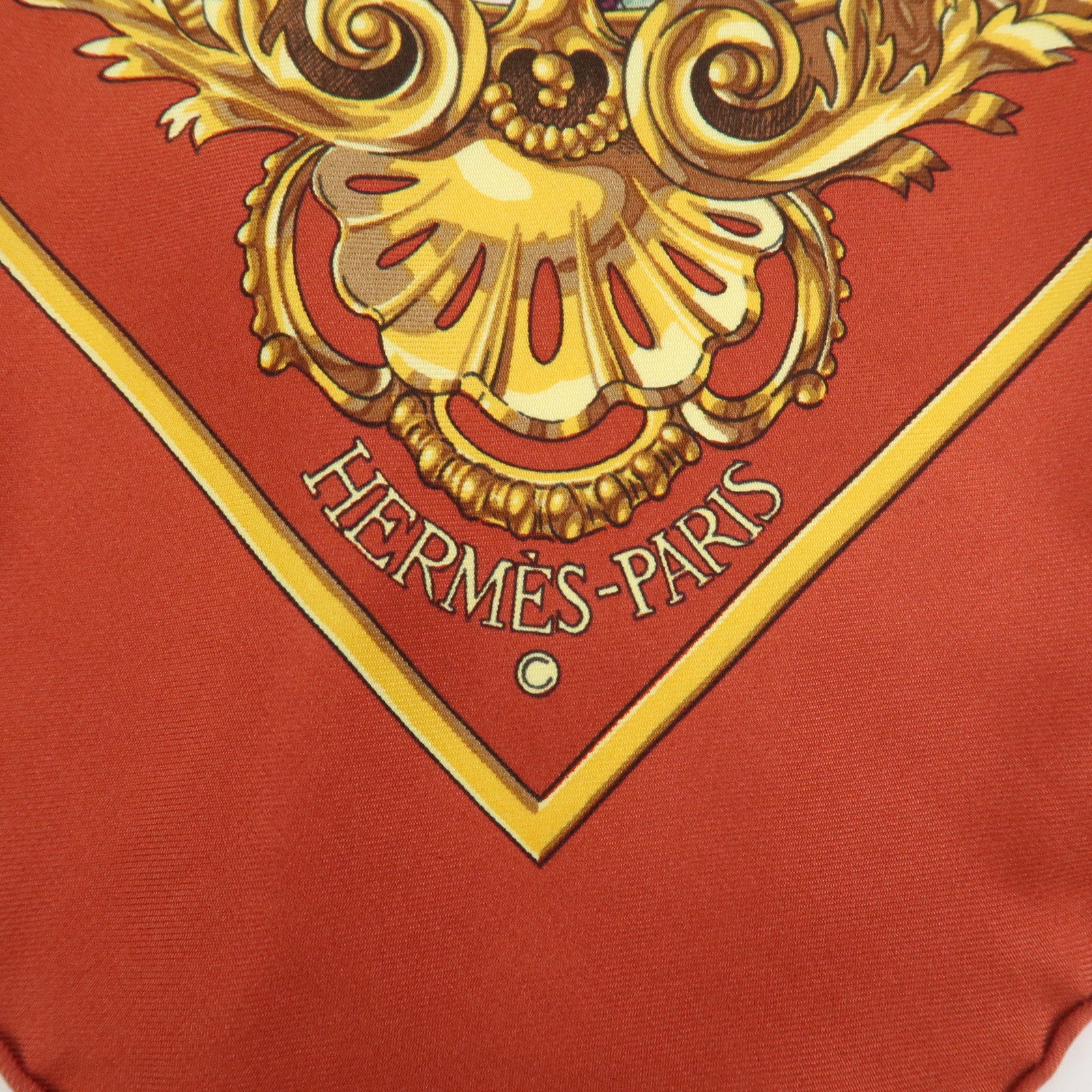 HERMES Carre 90 Silk 100% Scarf Les Trois Mousquetaires Red