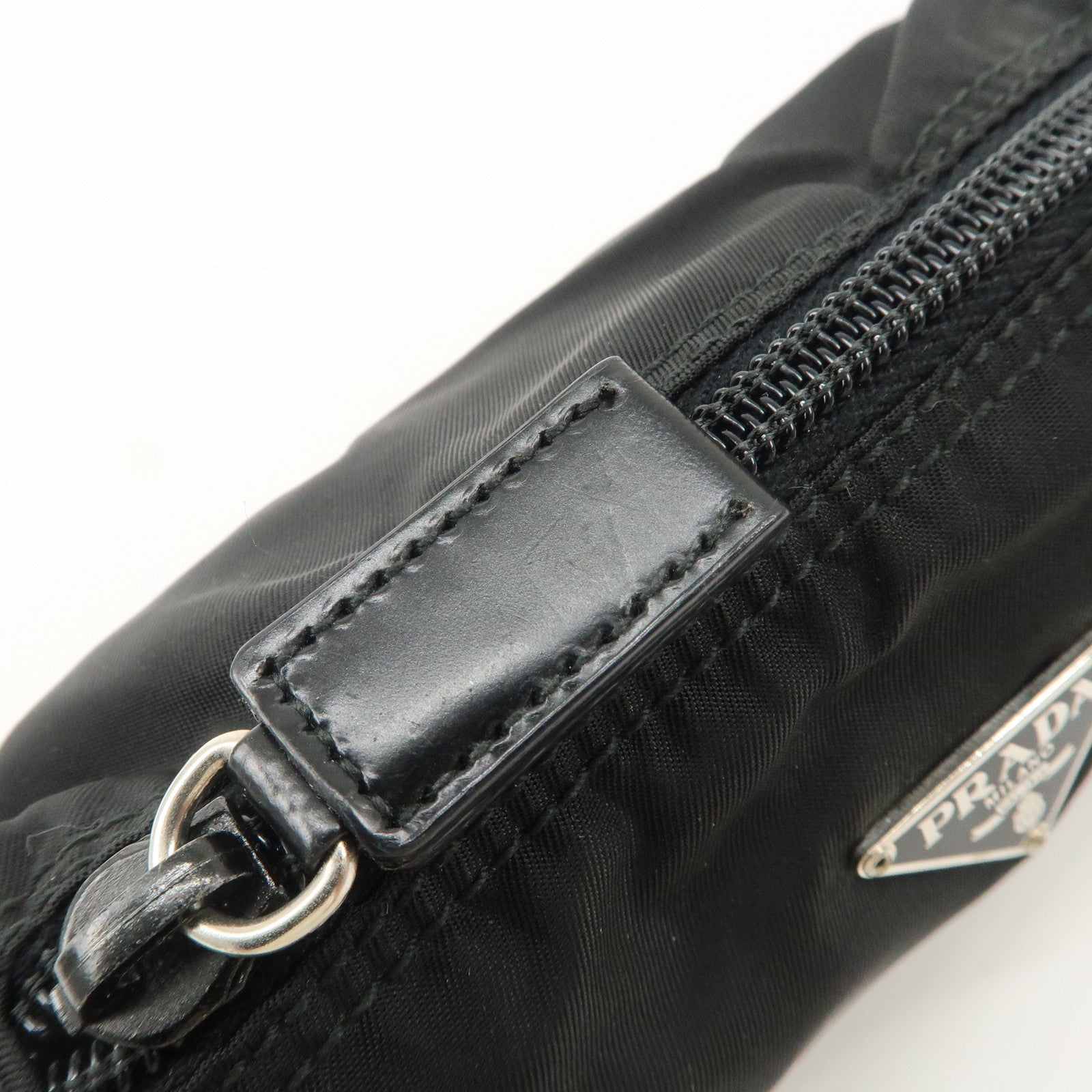 PRADA Set of 2 Nylon Leather Cosmetic Pouch Orange Black 1N0175 Used