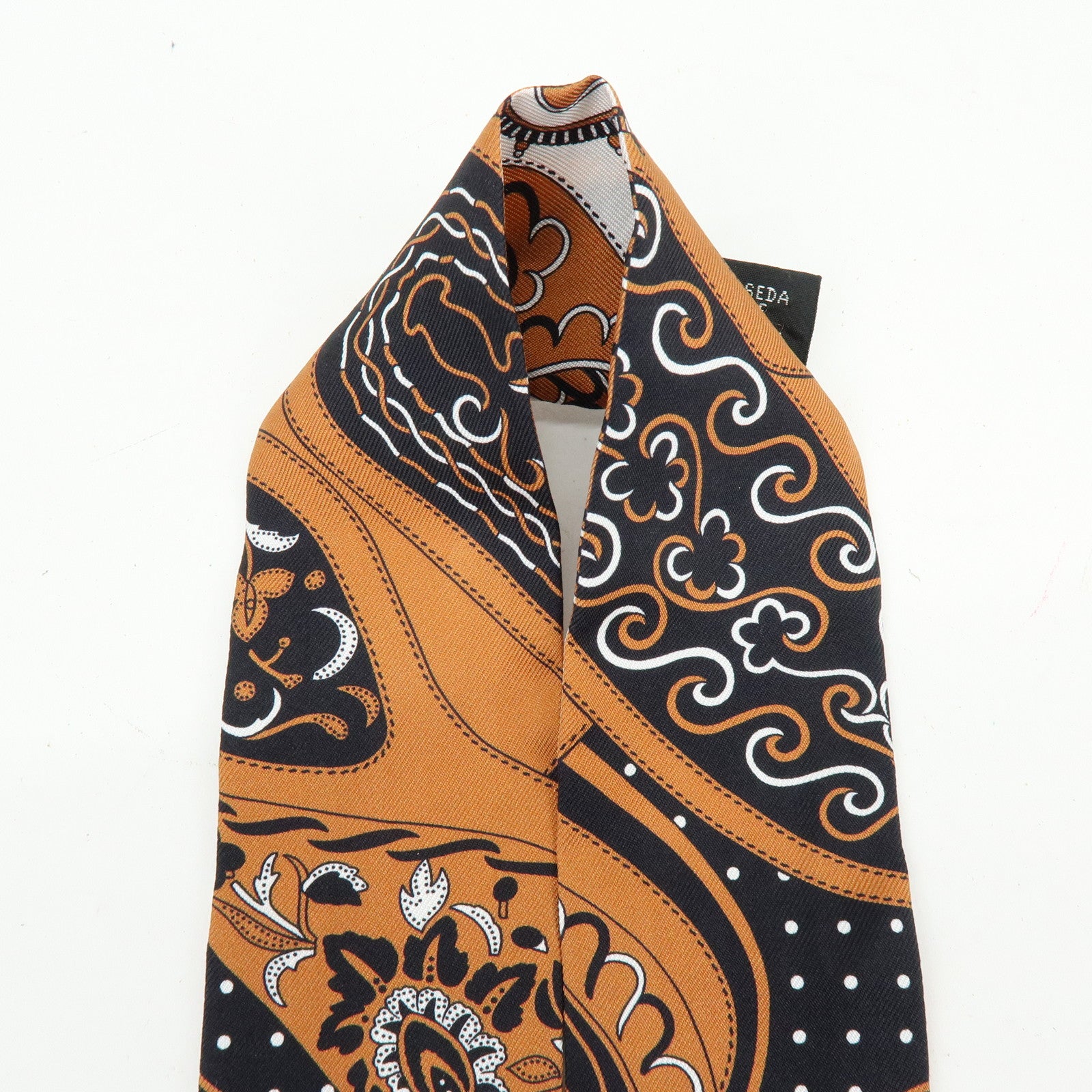 HERMES Silk 100% Twilly Festival Des Amazones Brown Black