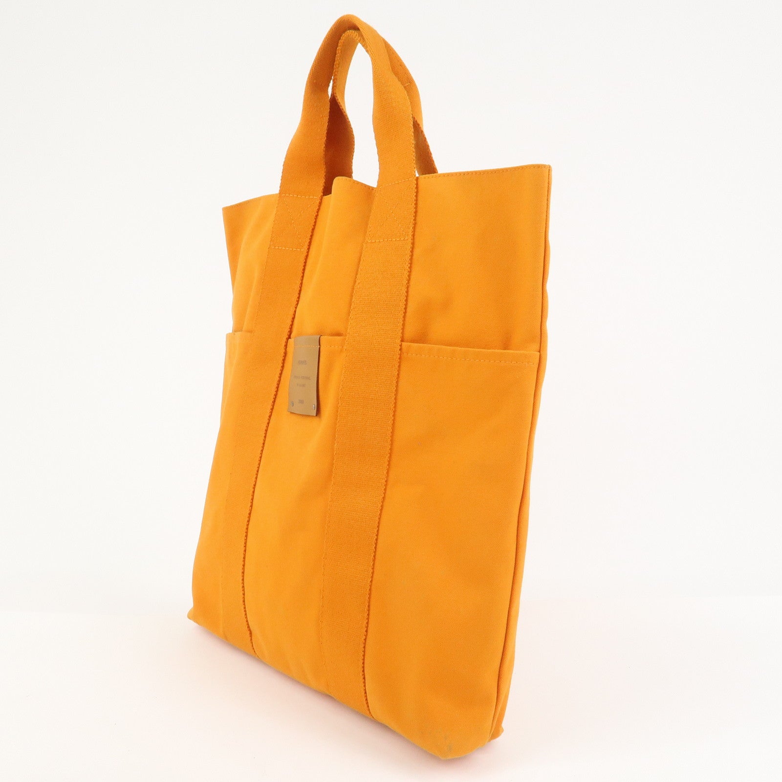 HERMES Fourre Tout Cabas Canvas Hawaii Limited Tote Bag Orange