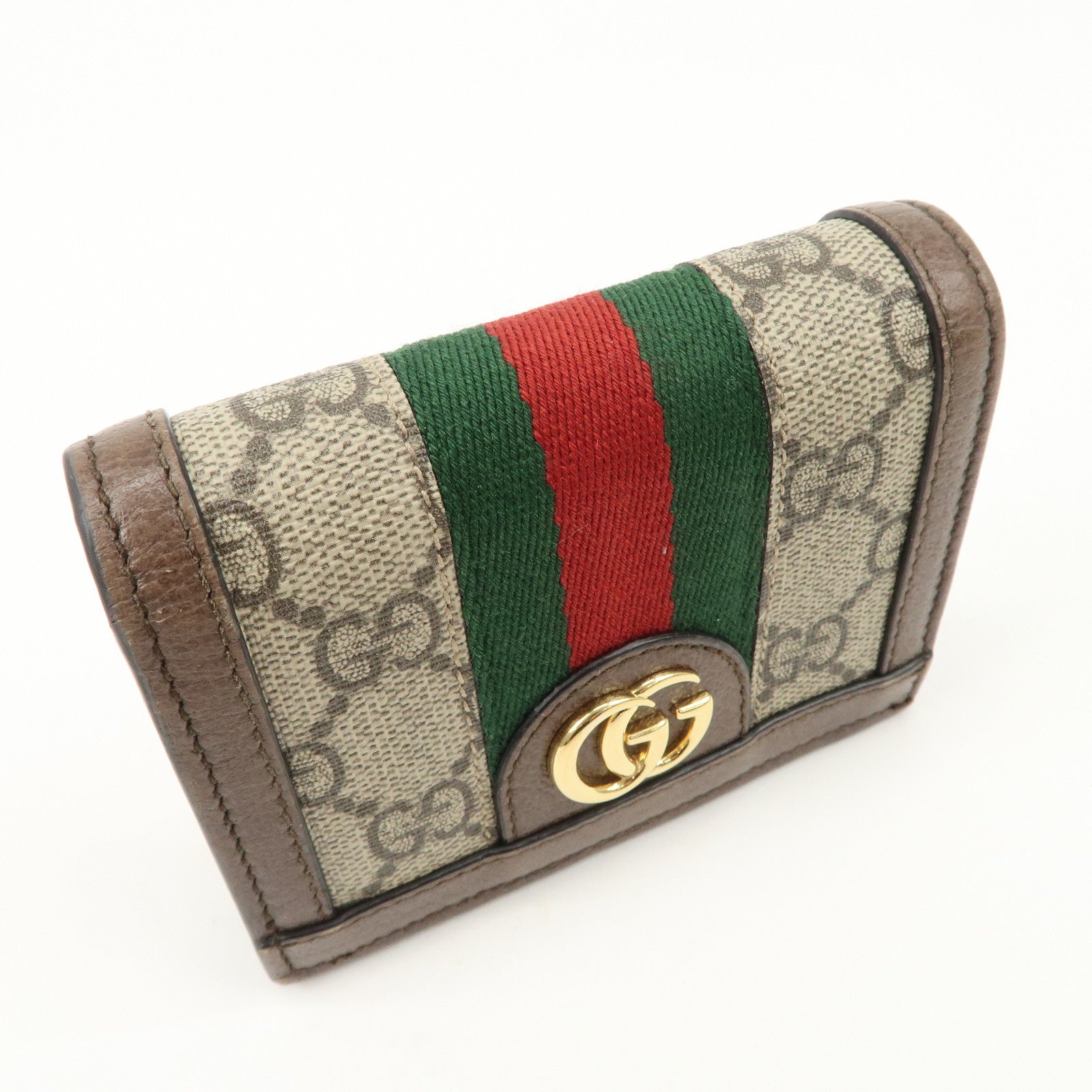 GUCCI Ophidia GG Supreme Leather Bi-Fold Wallet Beige 523155