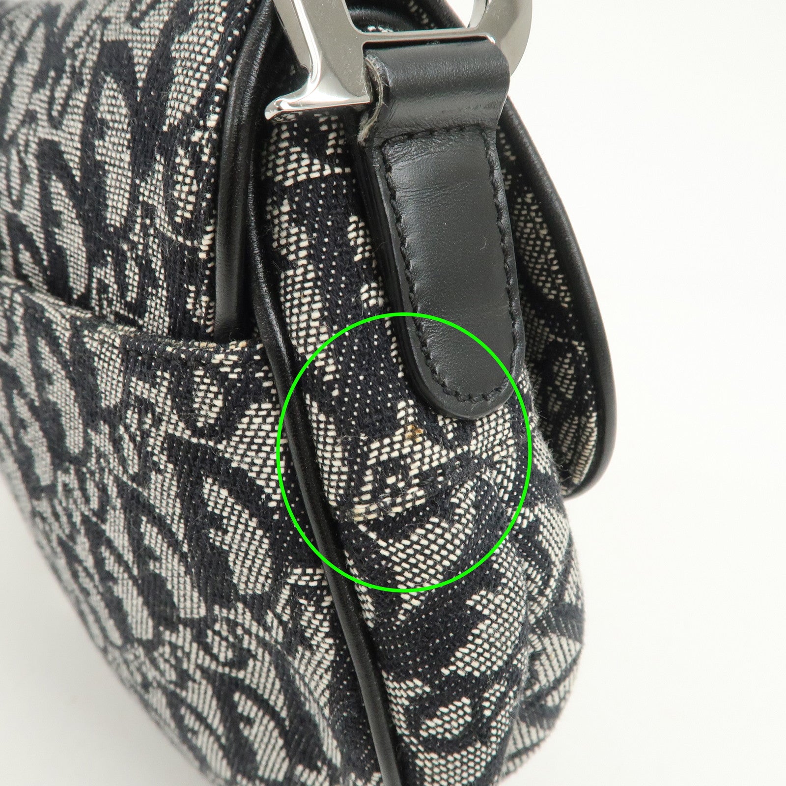 Christian Dior Trotter Canvas Leather Saddle Bag Hand Bag Black