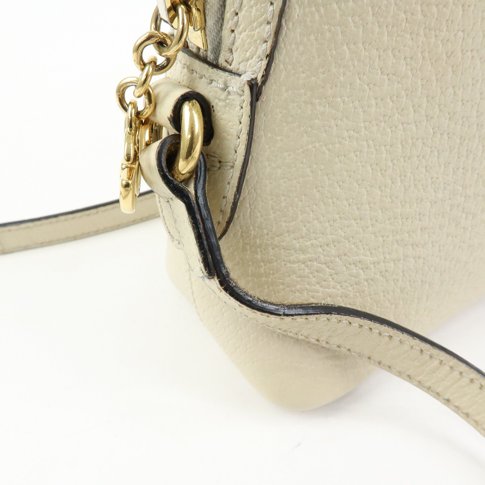 GUCCI Sherry Leather Shoulder Bag Crossbody Bag White 499621