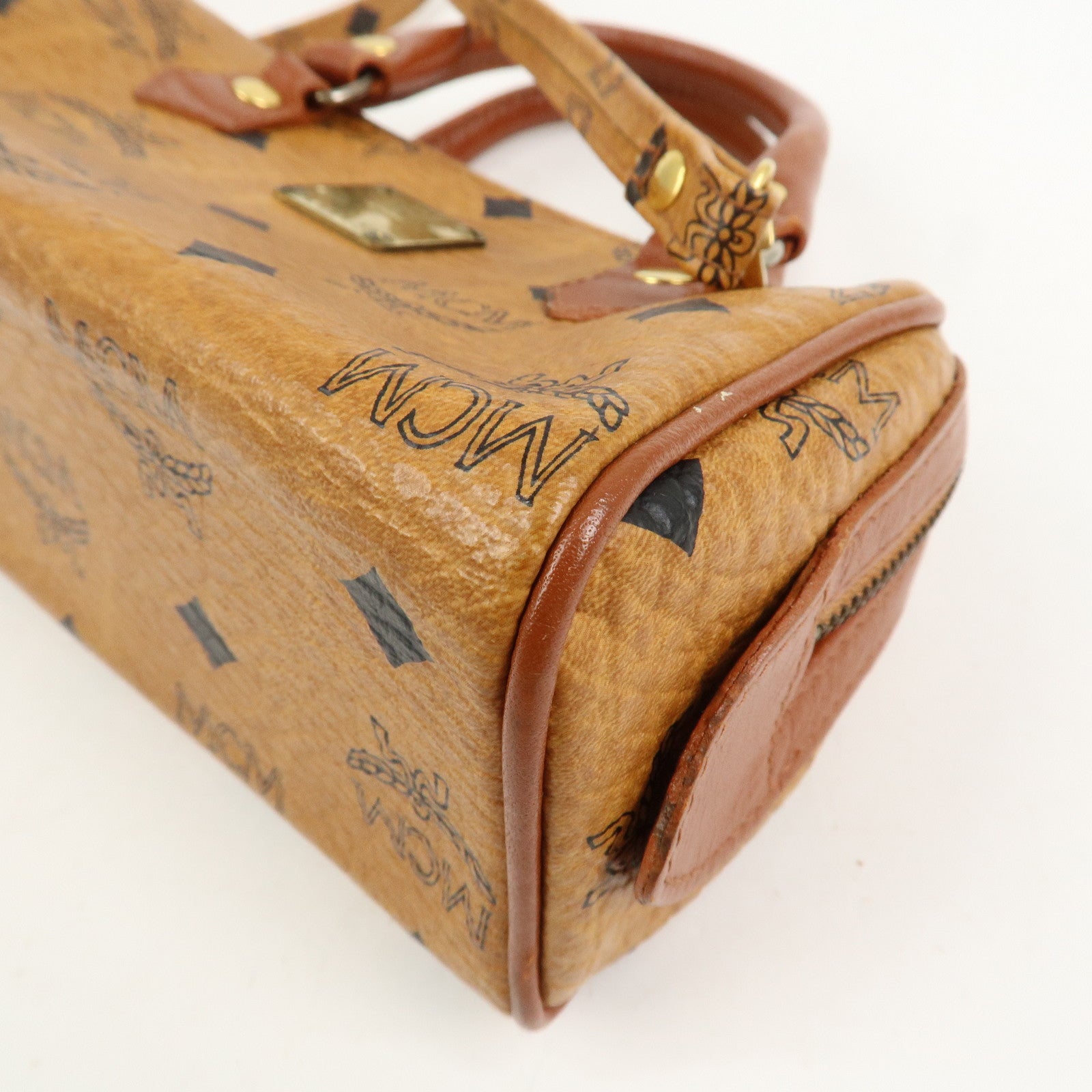 MCM Visetos Leather 2Way Mini Boston Hand Shoulder Crossbody Bag