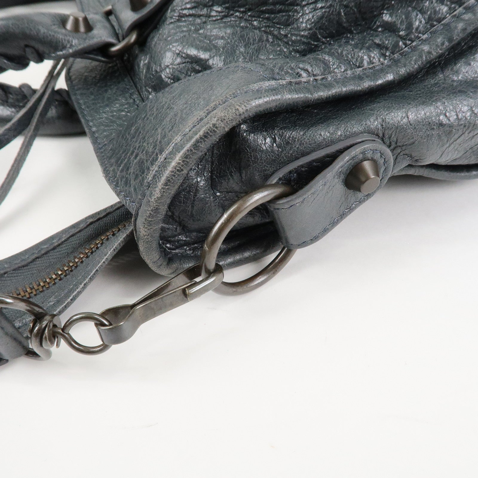 BALENCIAGA The City Leather 2Way Hand Bag Dark Gray 115748 Used