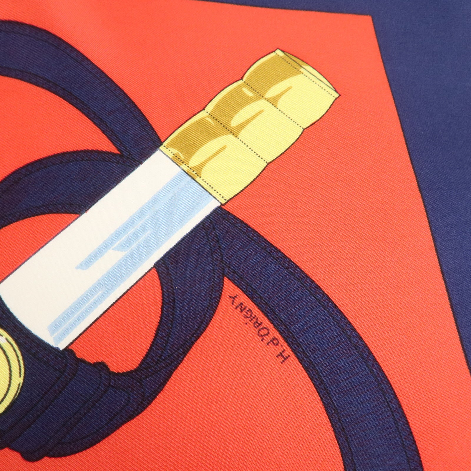 HERMES Carre 90 Silk 100% Scarf Eperon d'or White Navy