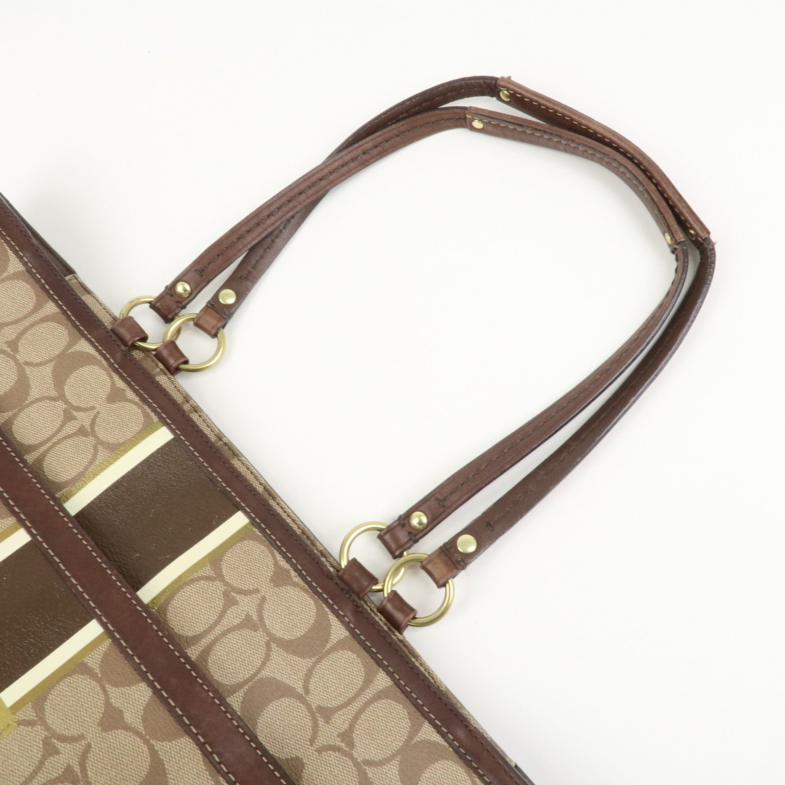 COACH Set of 2  PVC Canvas Leather Shoulder Bag Hand Bag Brown