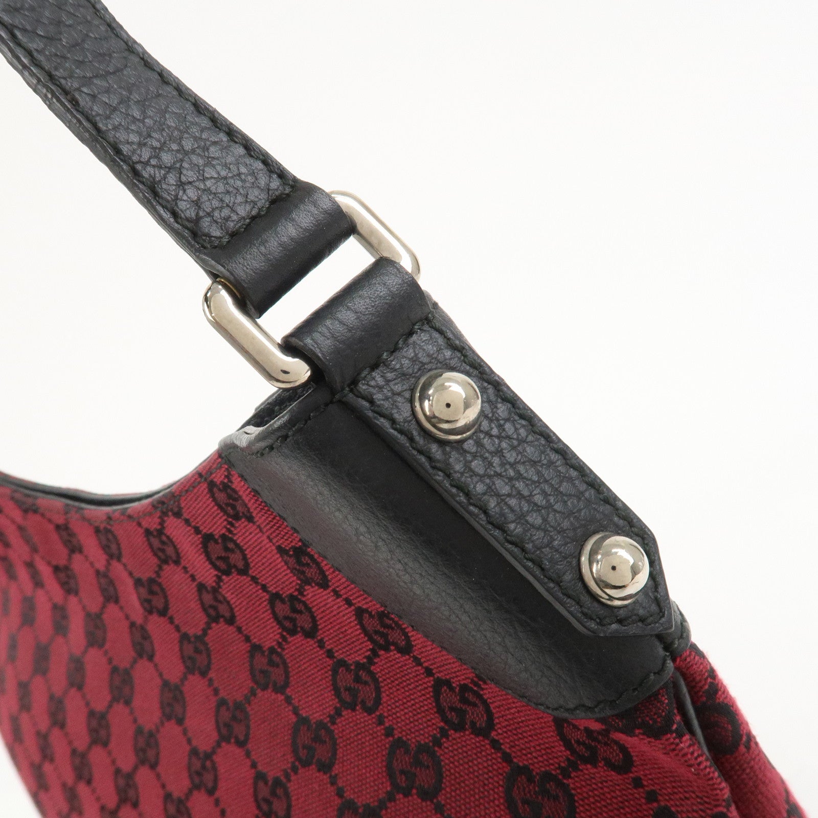 GUCCI GG Canvas Leather Shoulder Bag Red Black 272389