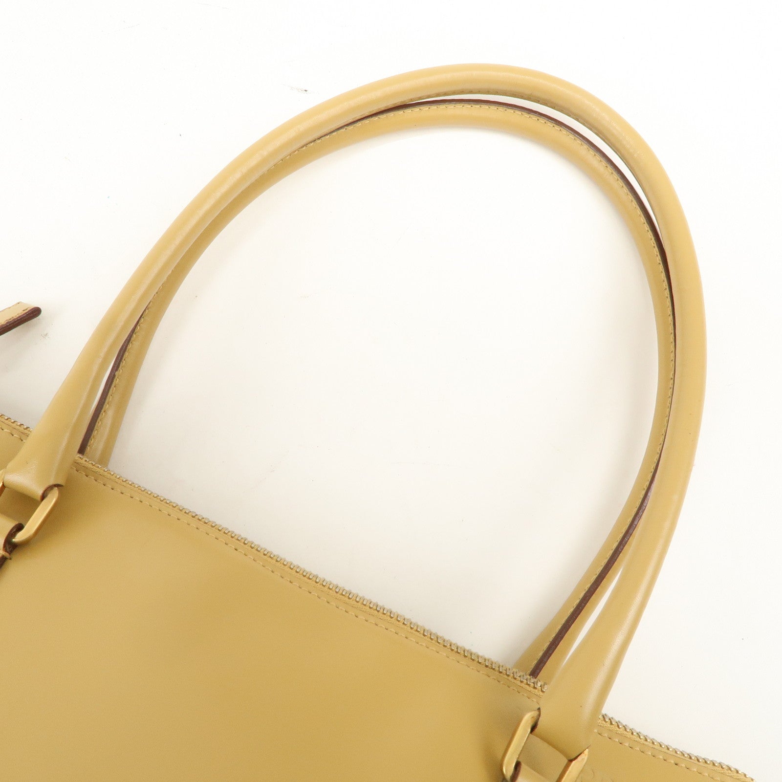 PRADA Leather Shoulder Bag Hand Bag Light Brown