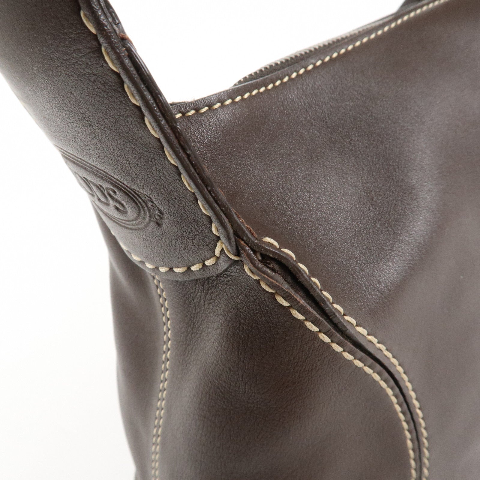 TOD'S Leather Shoulder Bag Hand Bag Brown Used