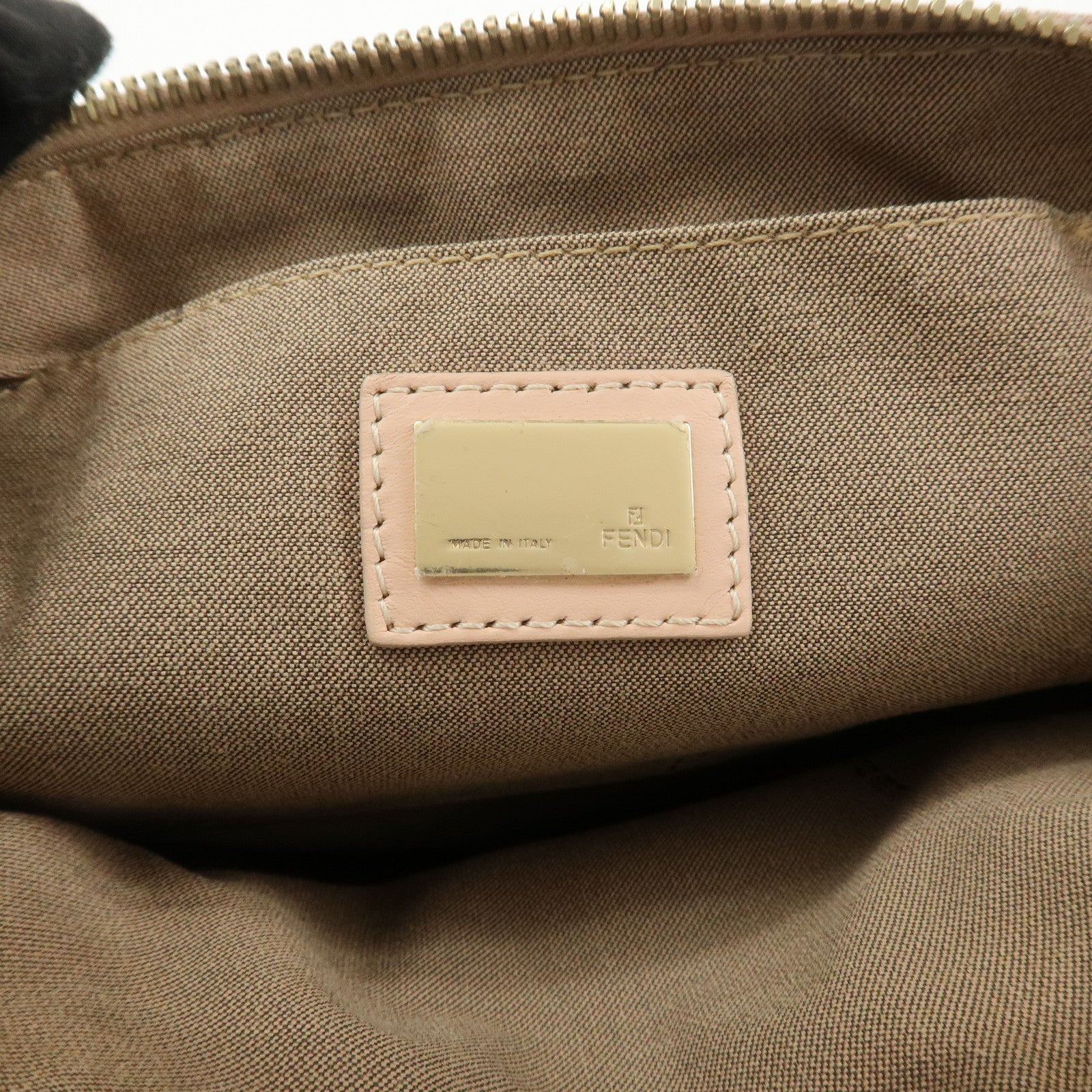FENDI Zucchino Canvas Leather Shoulder Bag Hand Bag Pink 8BR444