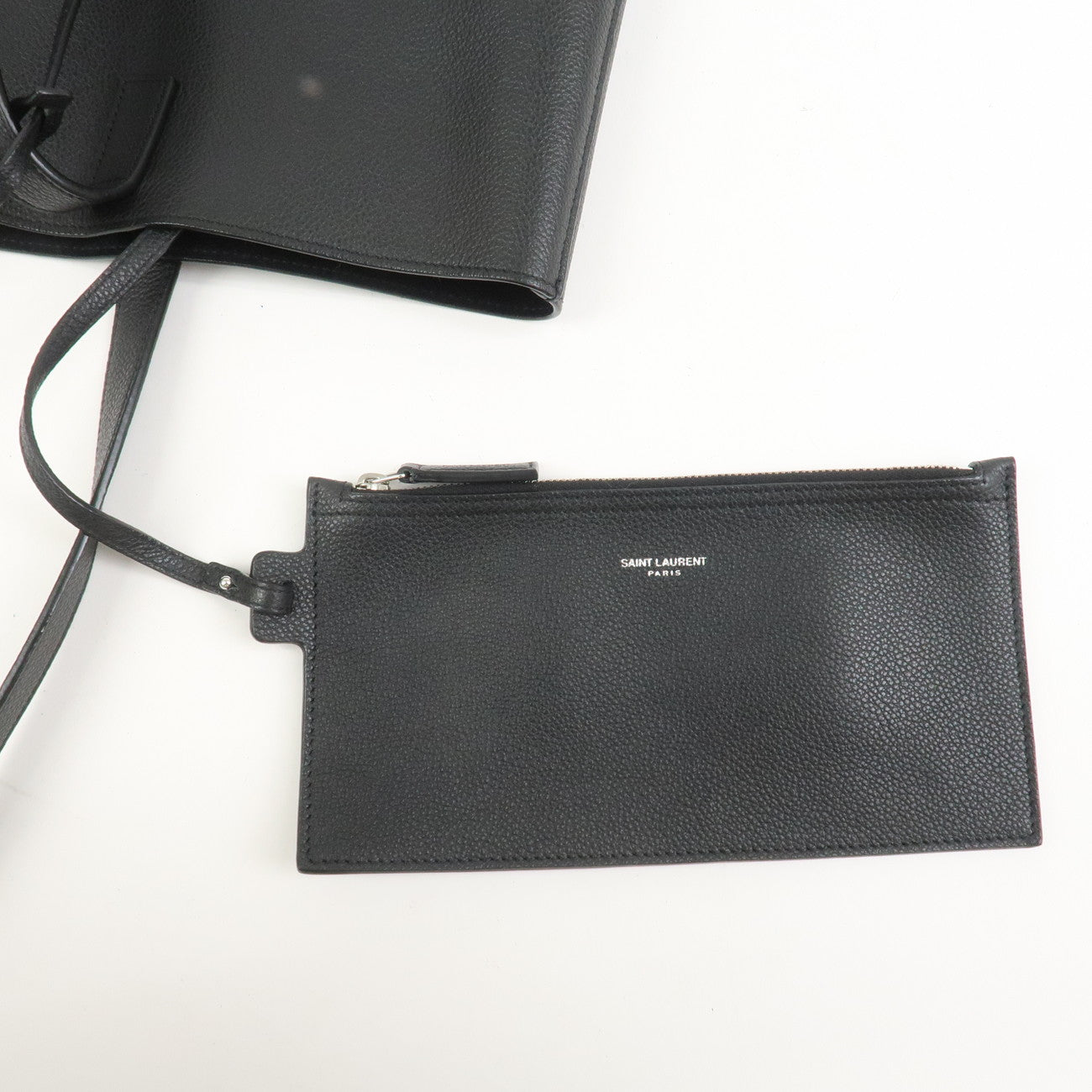 SAINT LAURENT PARIS Leather Tote Bag Hand Bag Black 676657