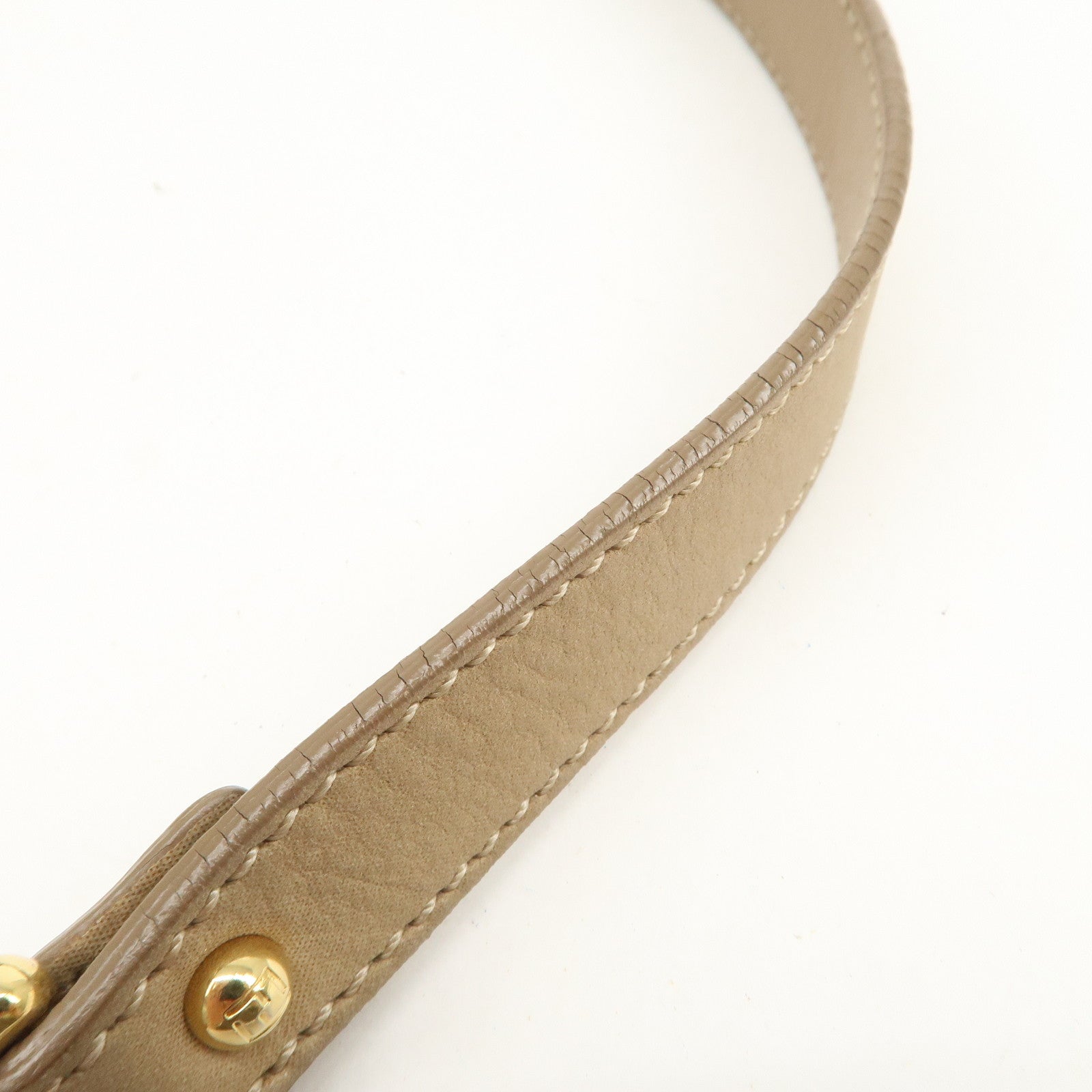 FENDI Big Mamma Baguette Leather Shoulder Bag Beige 8BR638